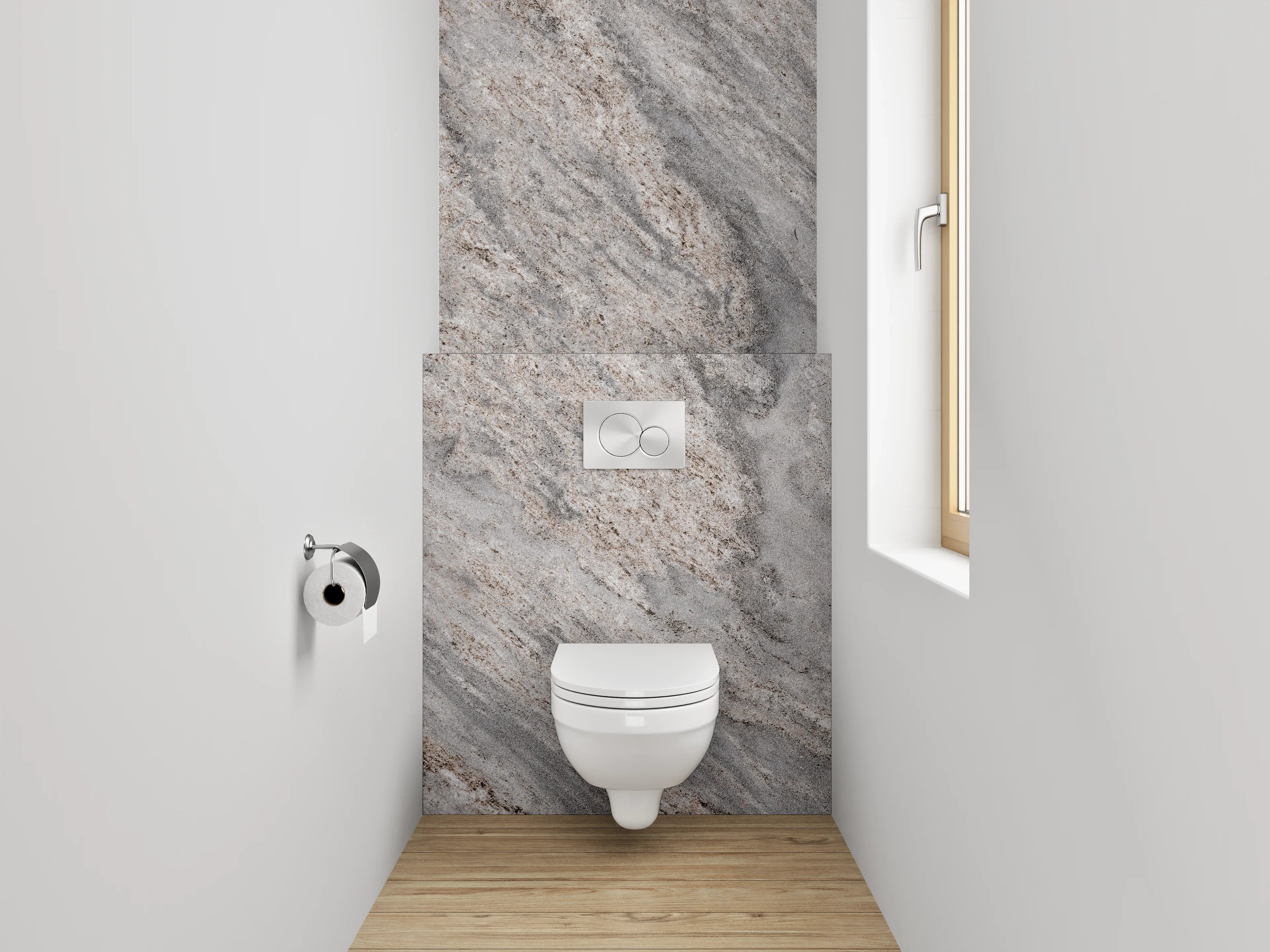 WC-Rückwand - Grauer Naturstein-Optik Marmorplatte