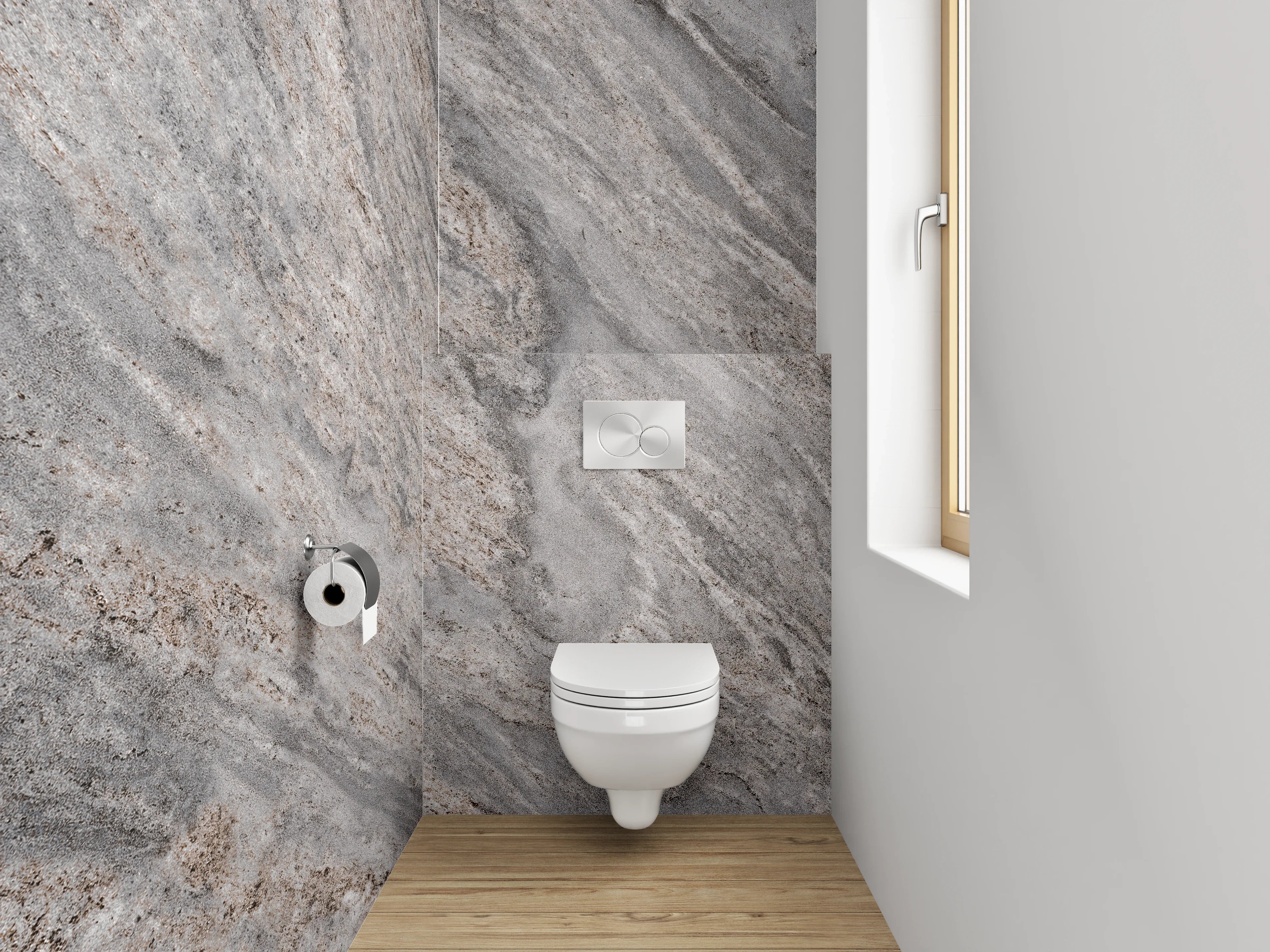 WC-Rückwand - Grauer Naturstein-Optik Marmorplatte