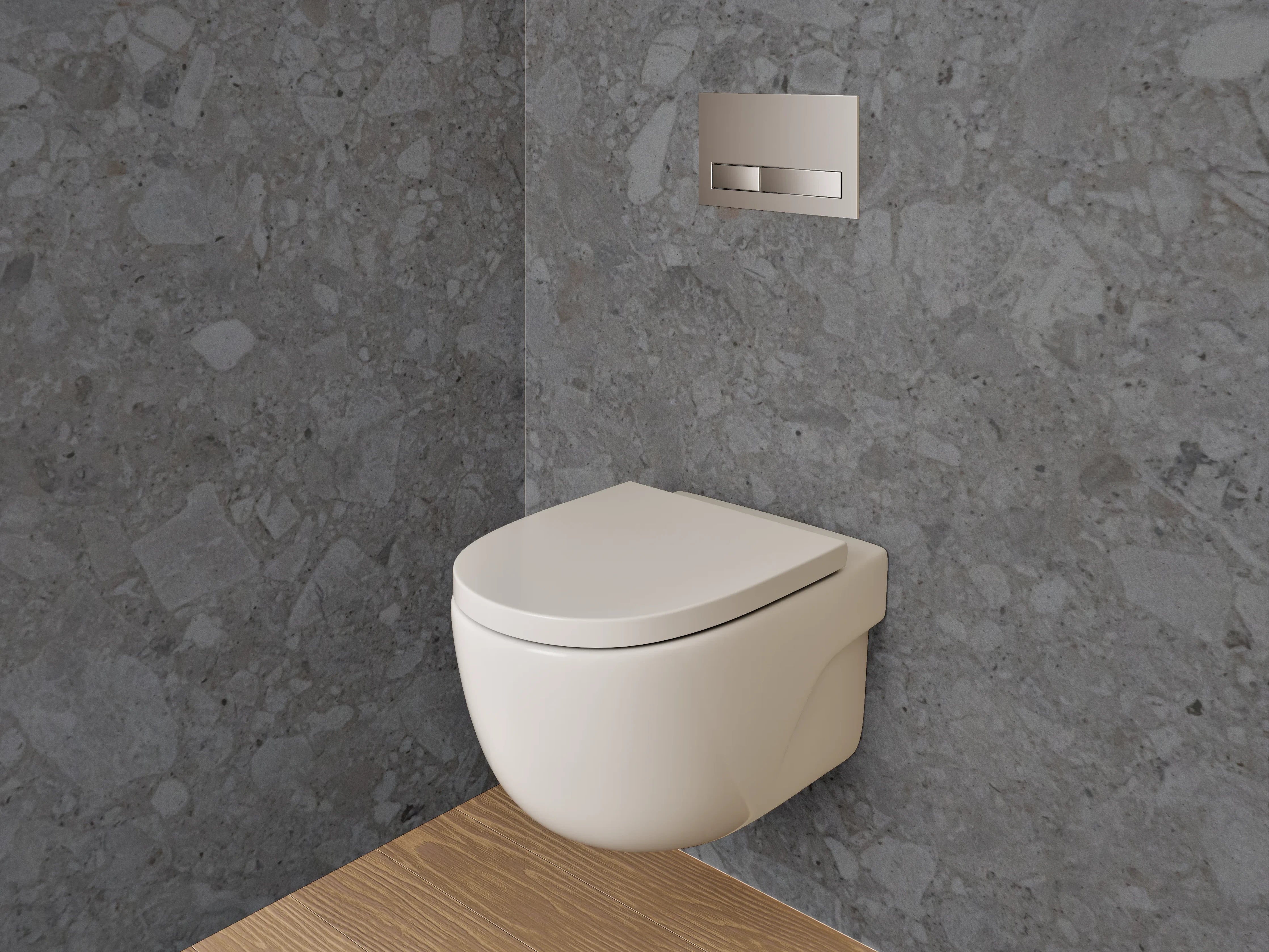 WC-Rückwand - Grauer Naturstein mit Strukturen