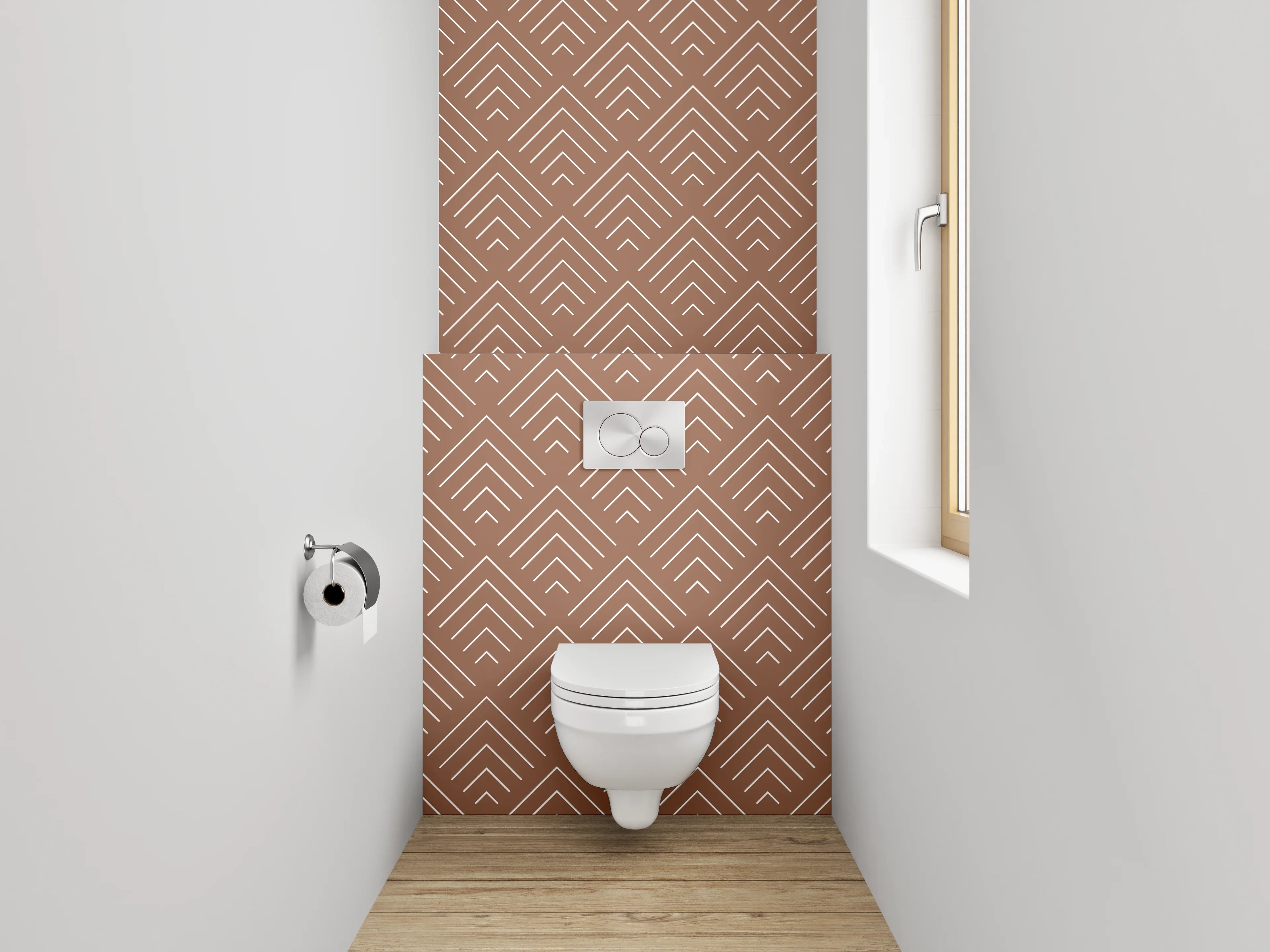 WC-Rückwand - Graues Art Deco Muster auf Weiß