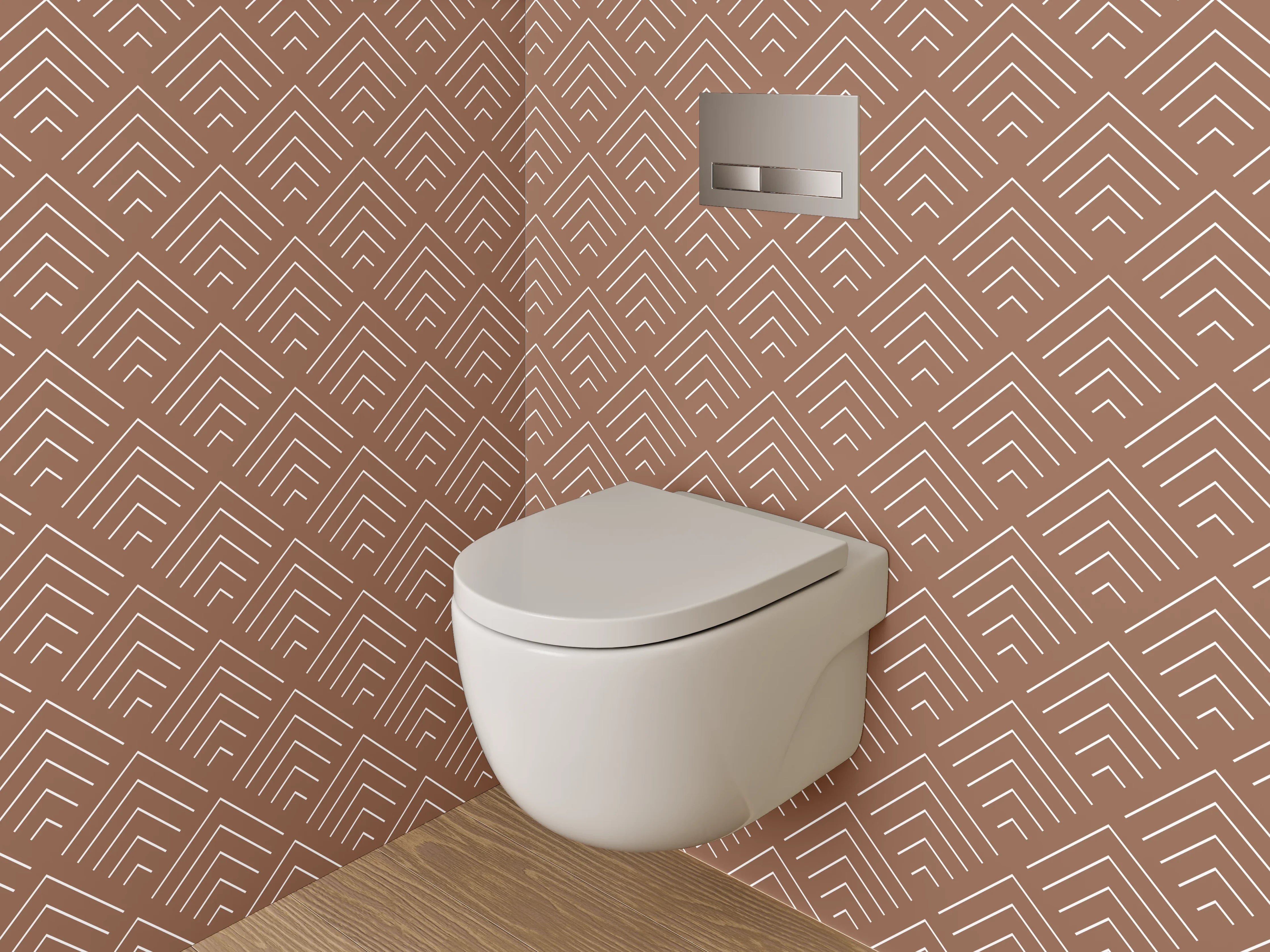WC-Rückwand - Graues Art Deco Muster auf Weiß