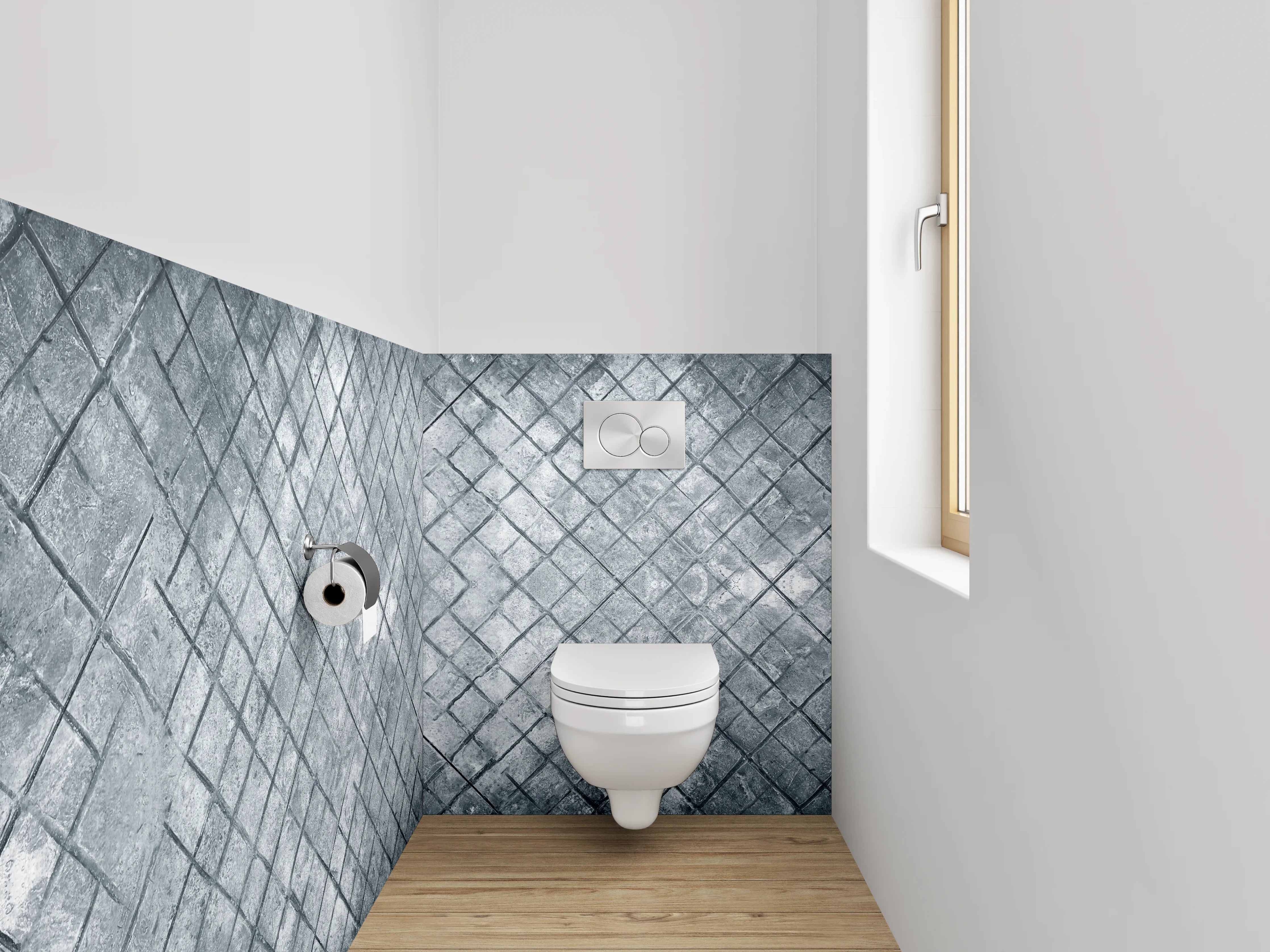WC-Rückwand - Graues Fliesen-Mosaik Muster
