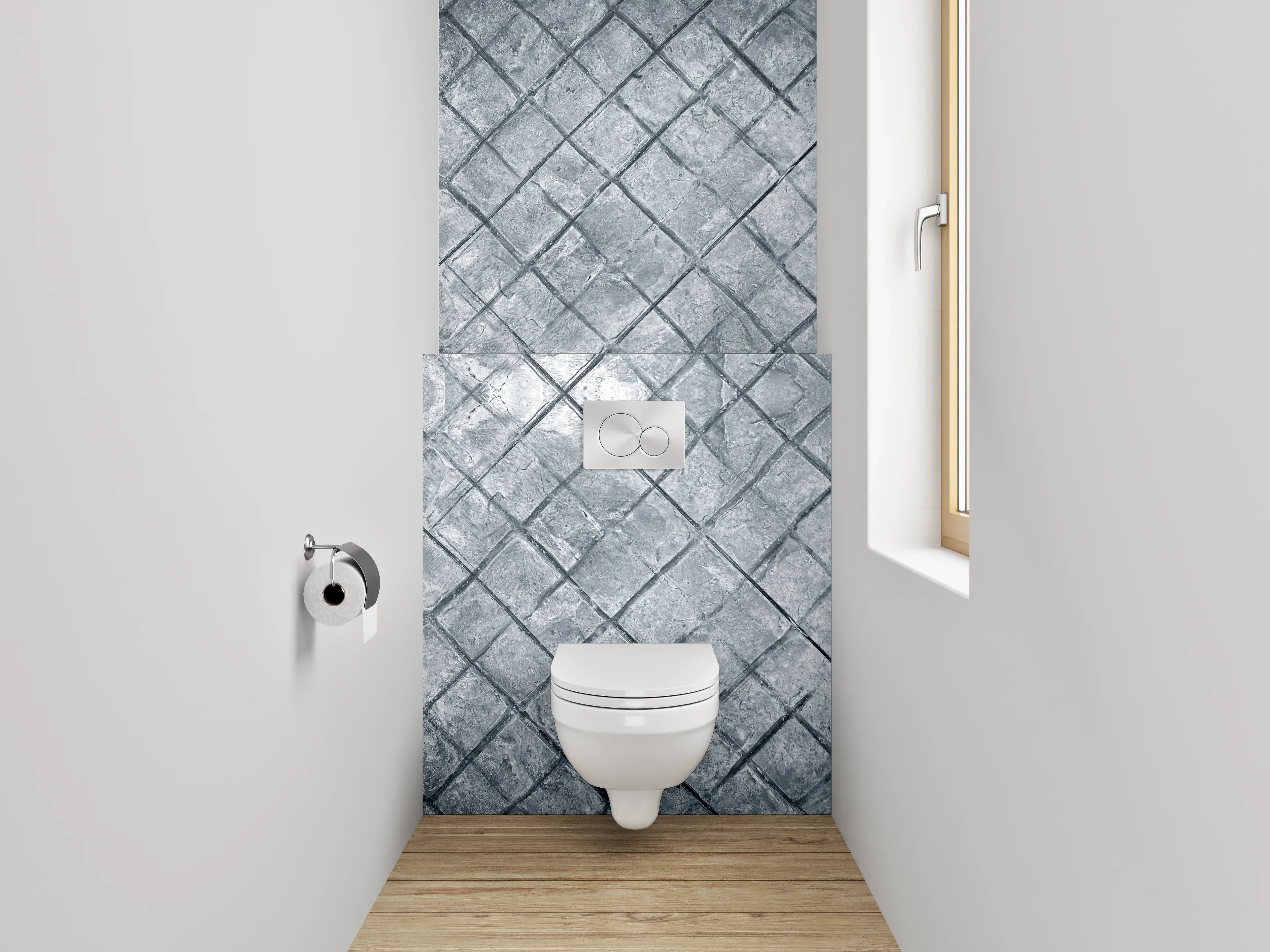 WC-Rückwand - Graues Fliesen-Mosaik Muster