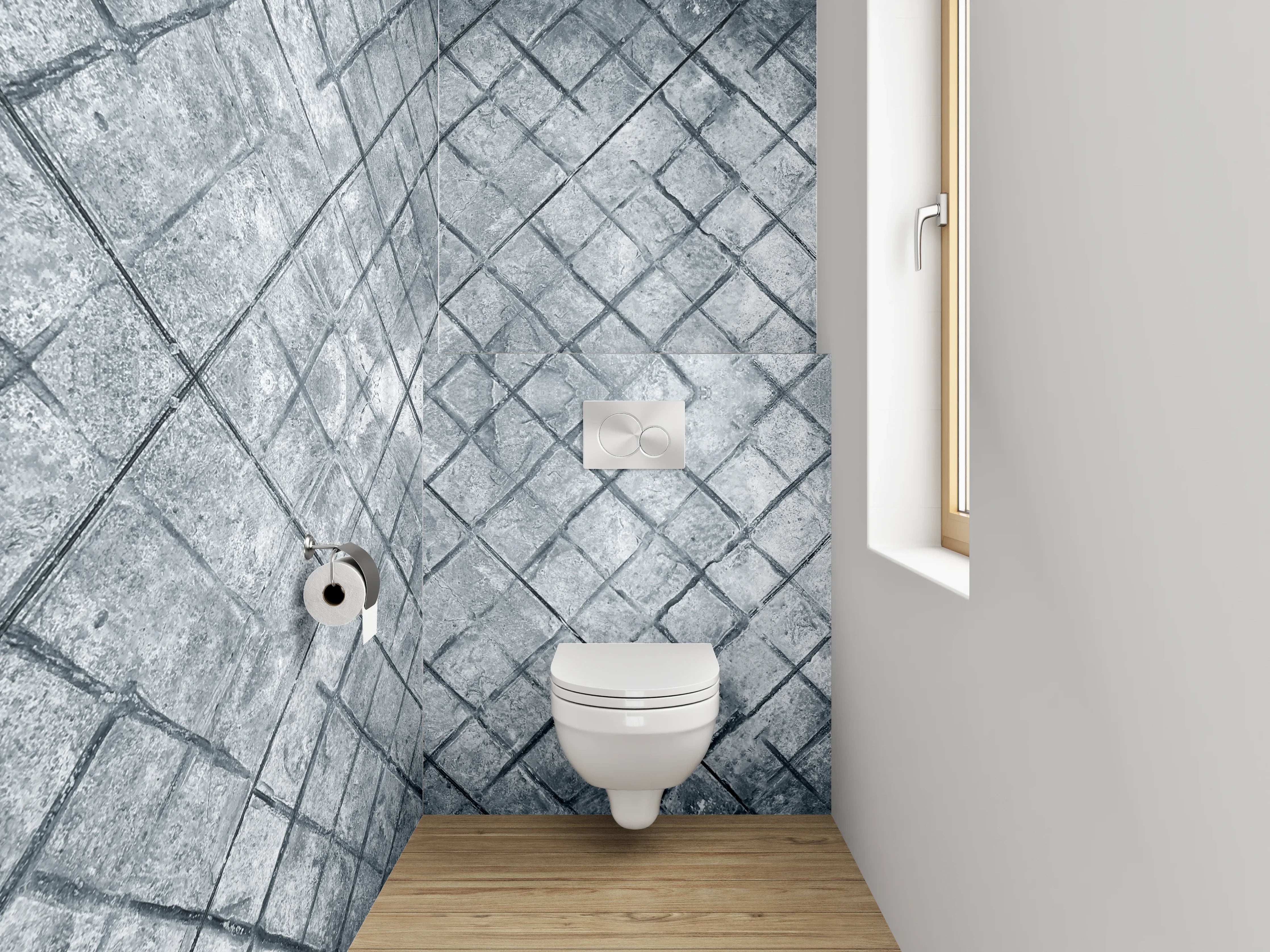 WC-Rückwand - Graues Fliesen-Mosaik Muster
