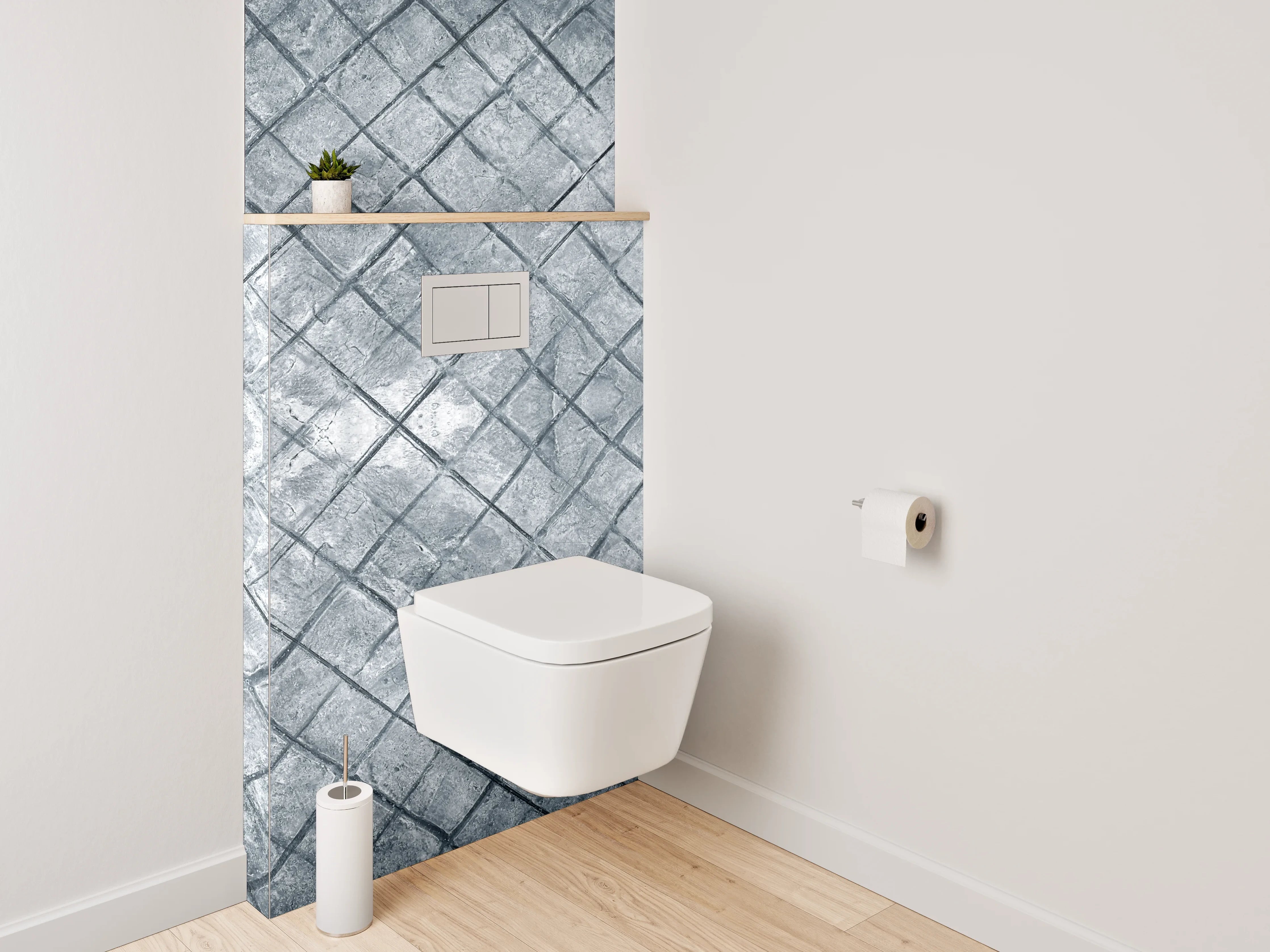 WC-Rückwand - Graues Fliesen-Mosaik Muster