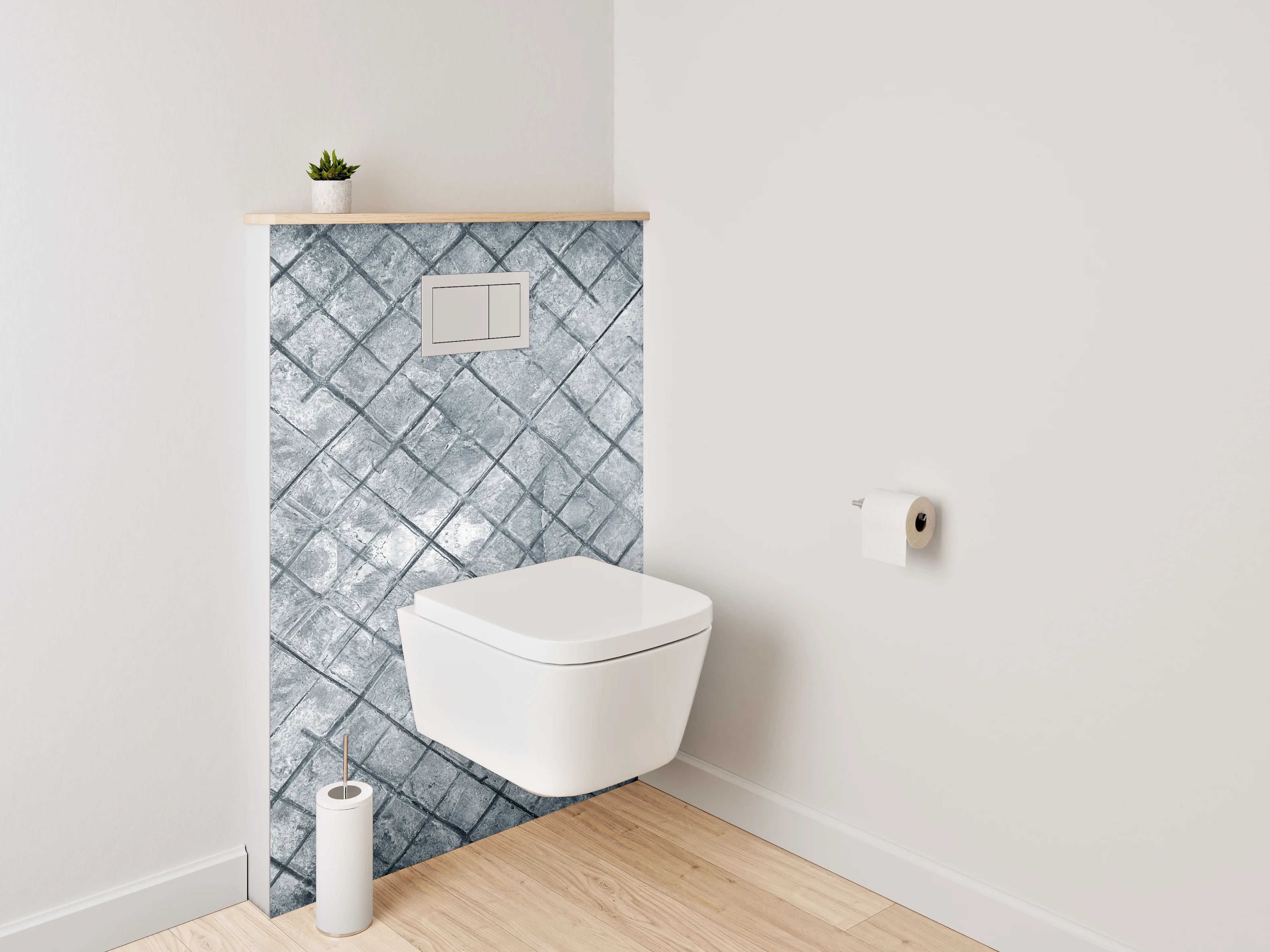 WC-Rückwand - Graues Fliesen-Mosaik Muster