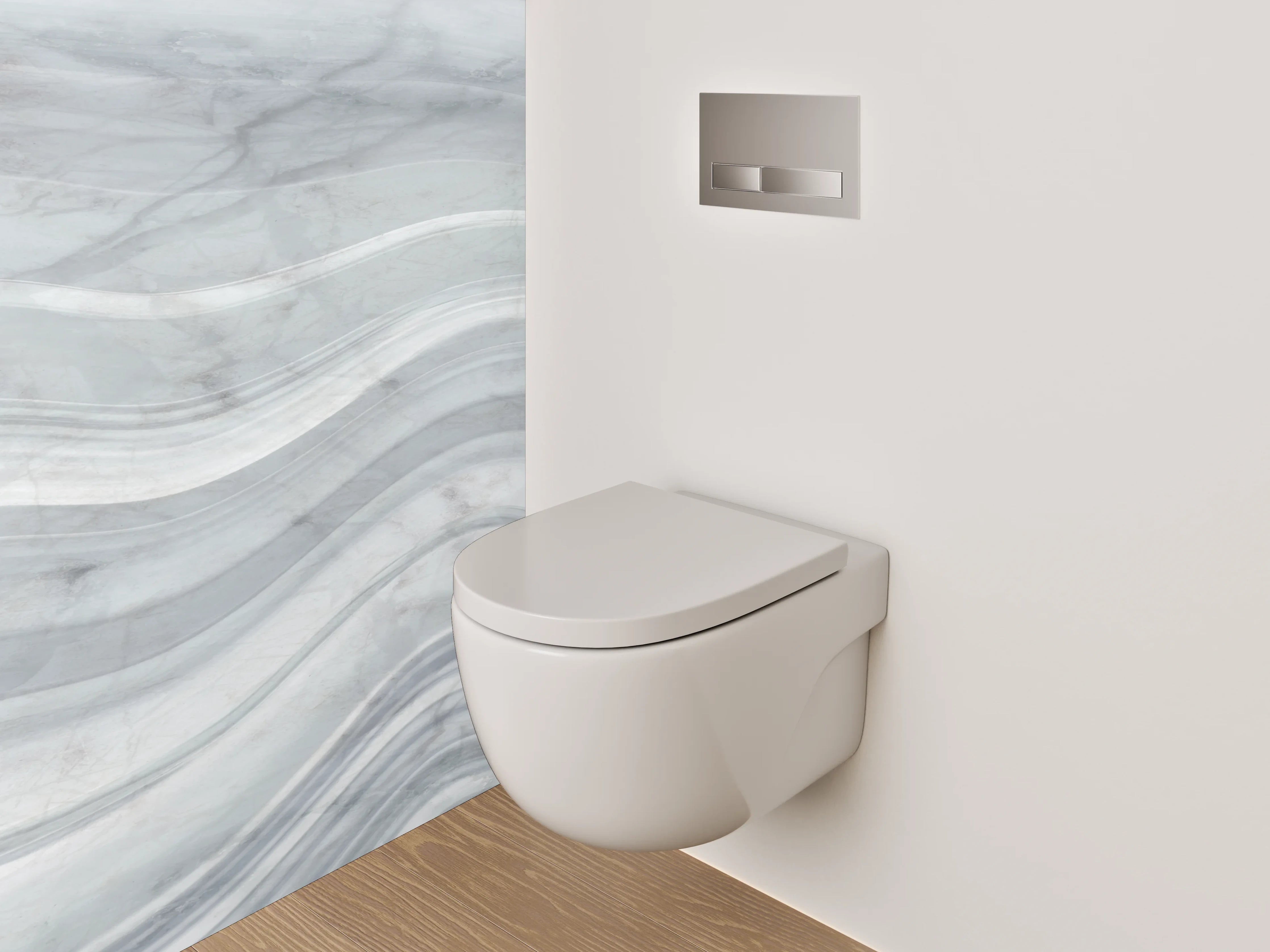 WC-Rückwand - Graues Marmor-Textur mit Wellenmuster