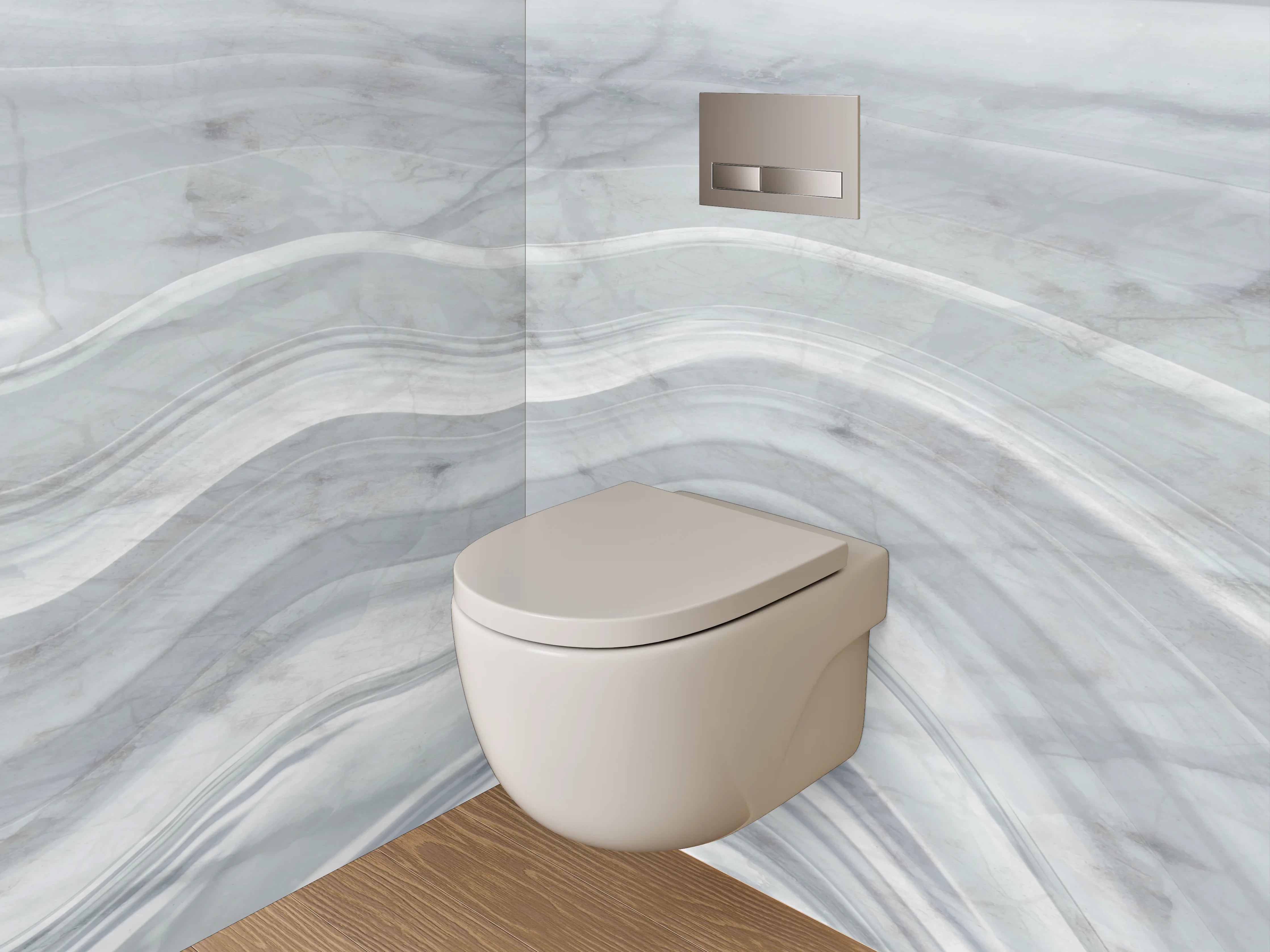 WC-Rückwand - Graues Marmor-Textur mit Wellenmuster