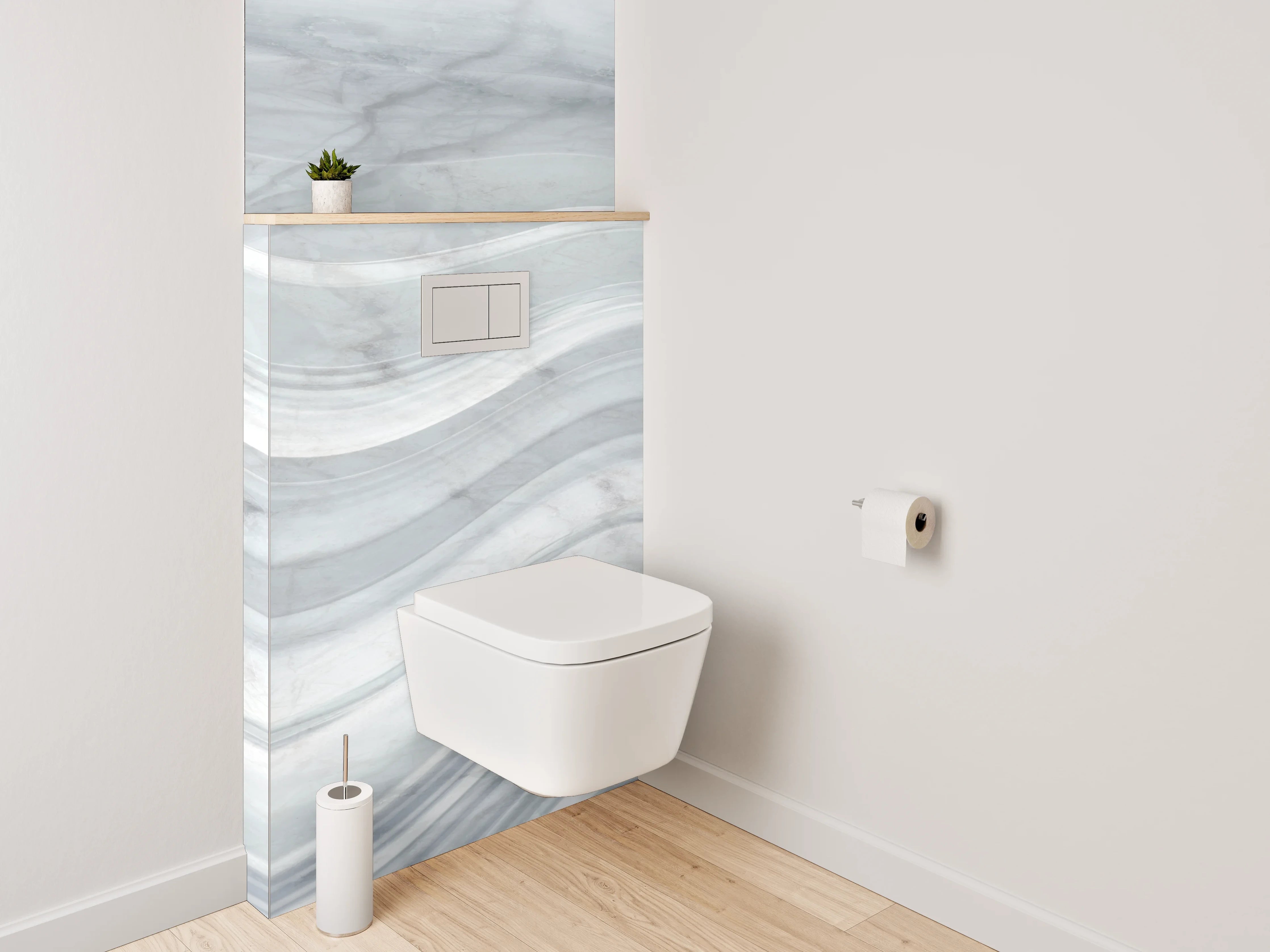 WC-Rückwand - Graues Marmor-Textur mit Wellenmuster