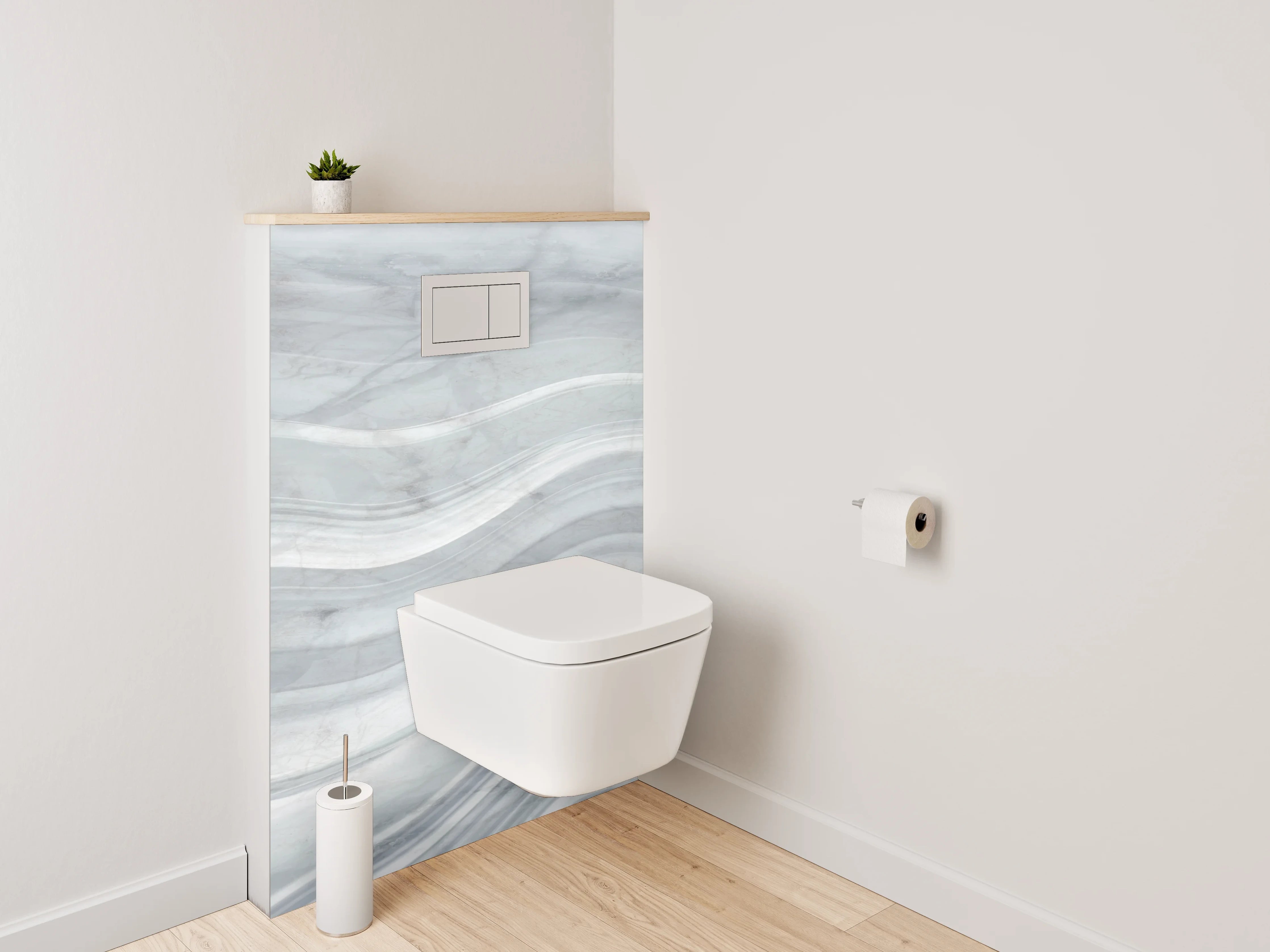 WC-Rückwand - Graues Marmor-Textur mit Wellenmuster