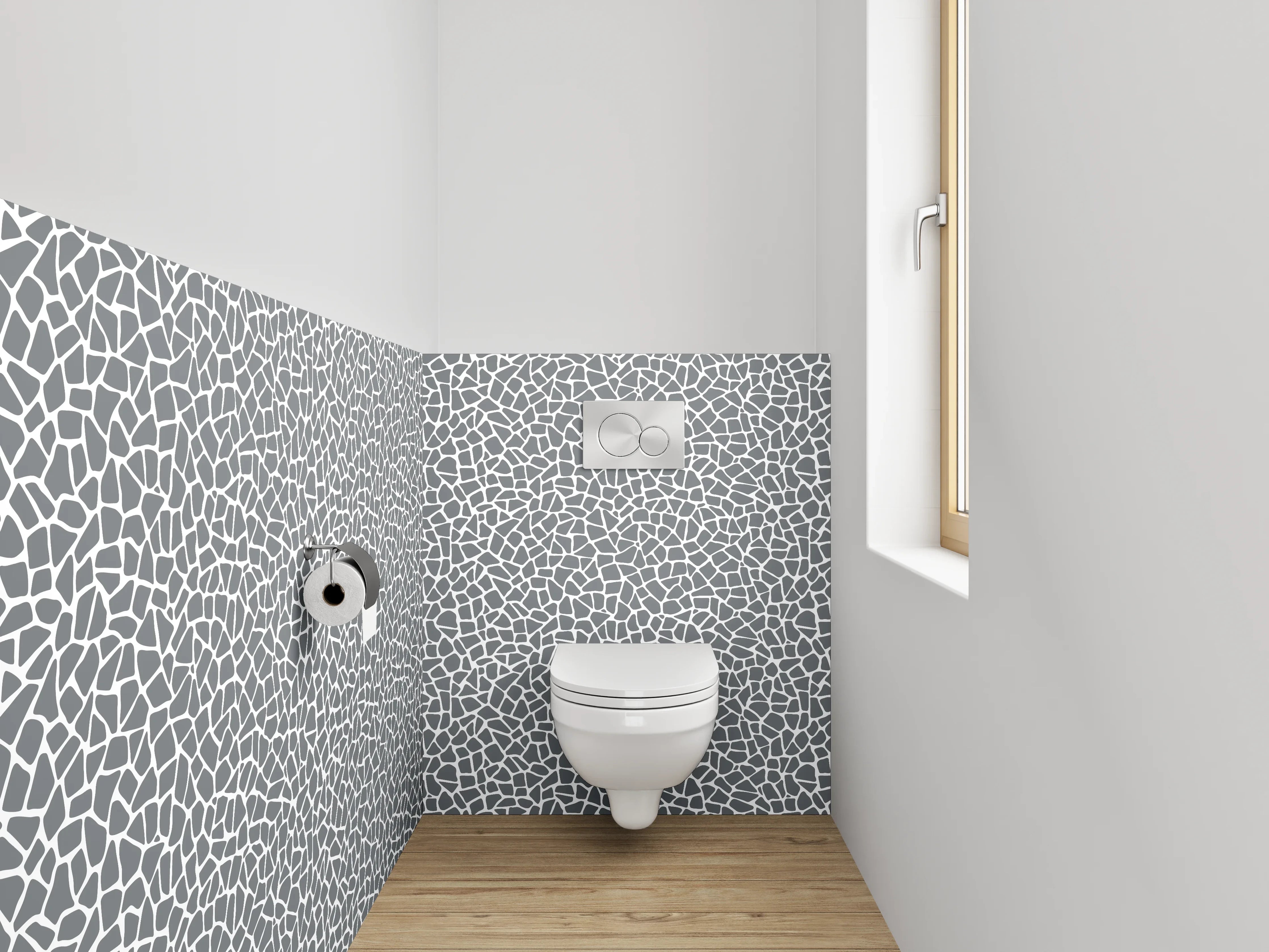 WC-Rückwand - Graues Mosaik-Muster modern