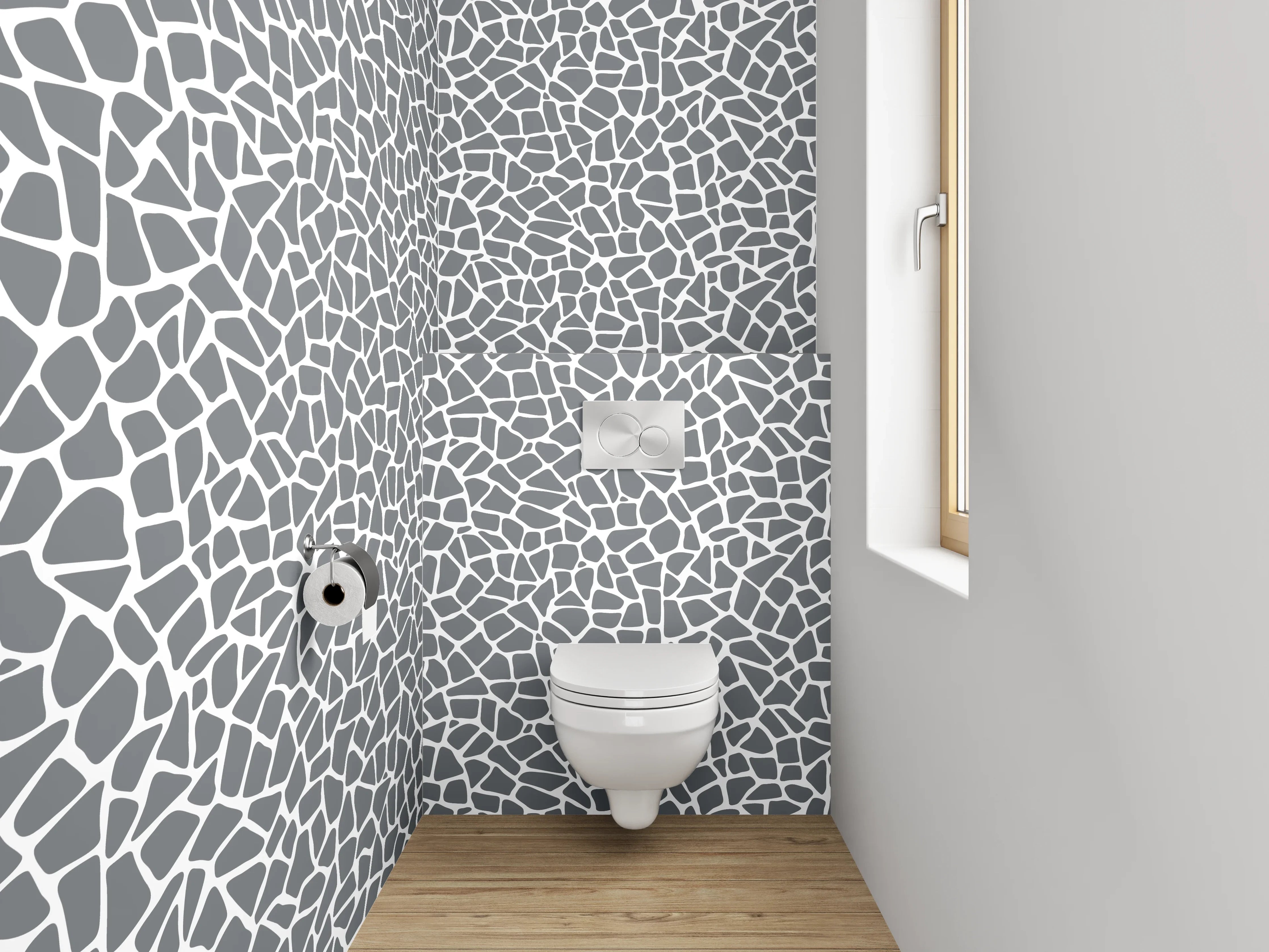 WC-Rückwand - Graues Mosaik-Muster modern