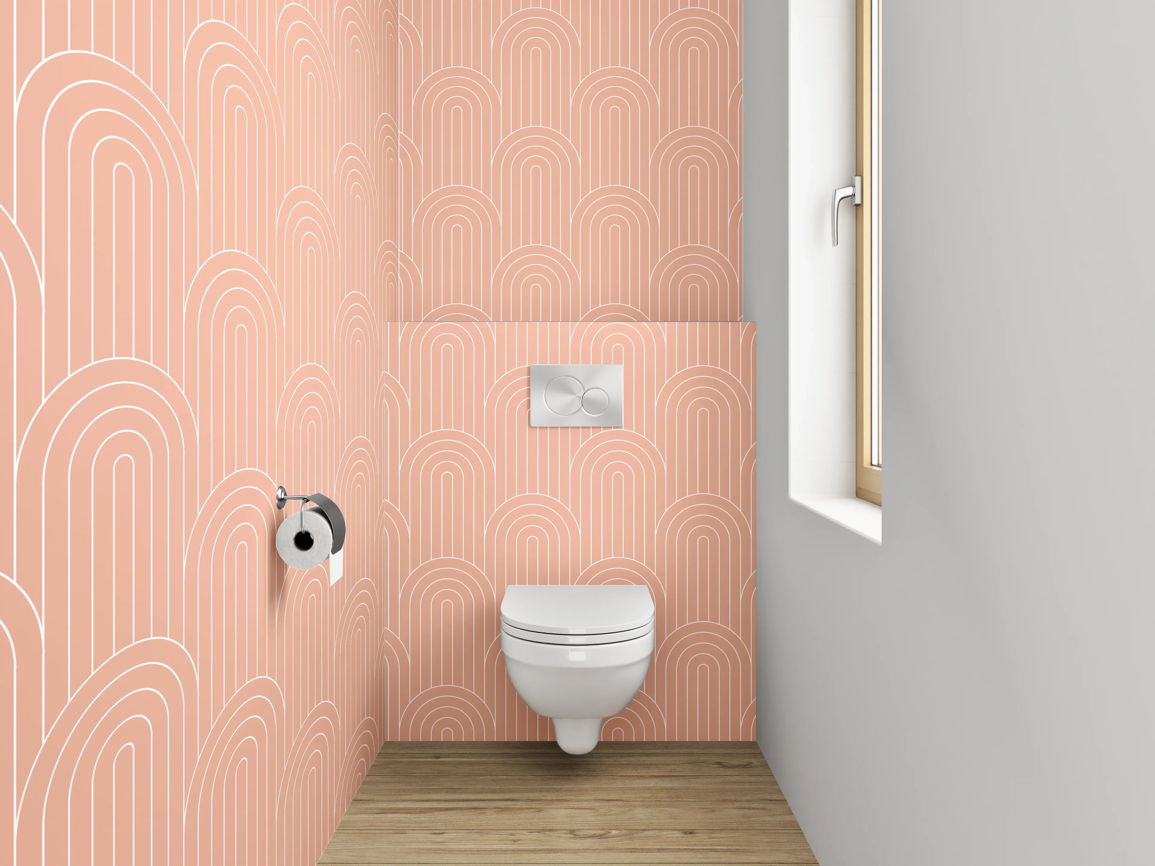 WC-Rückwand - Graues Vintage-Muster auf Weiß
