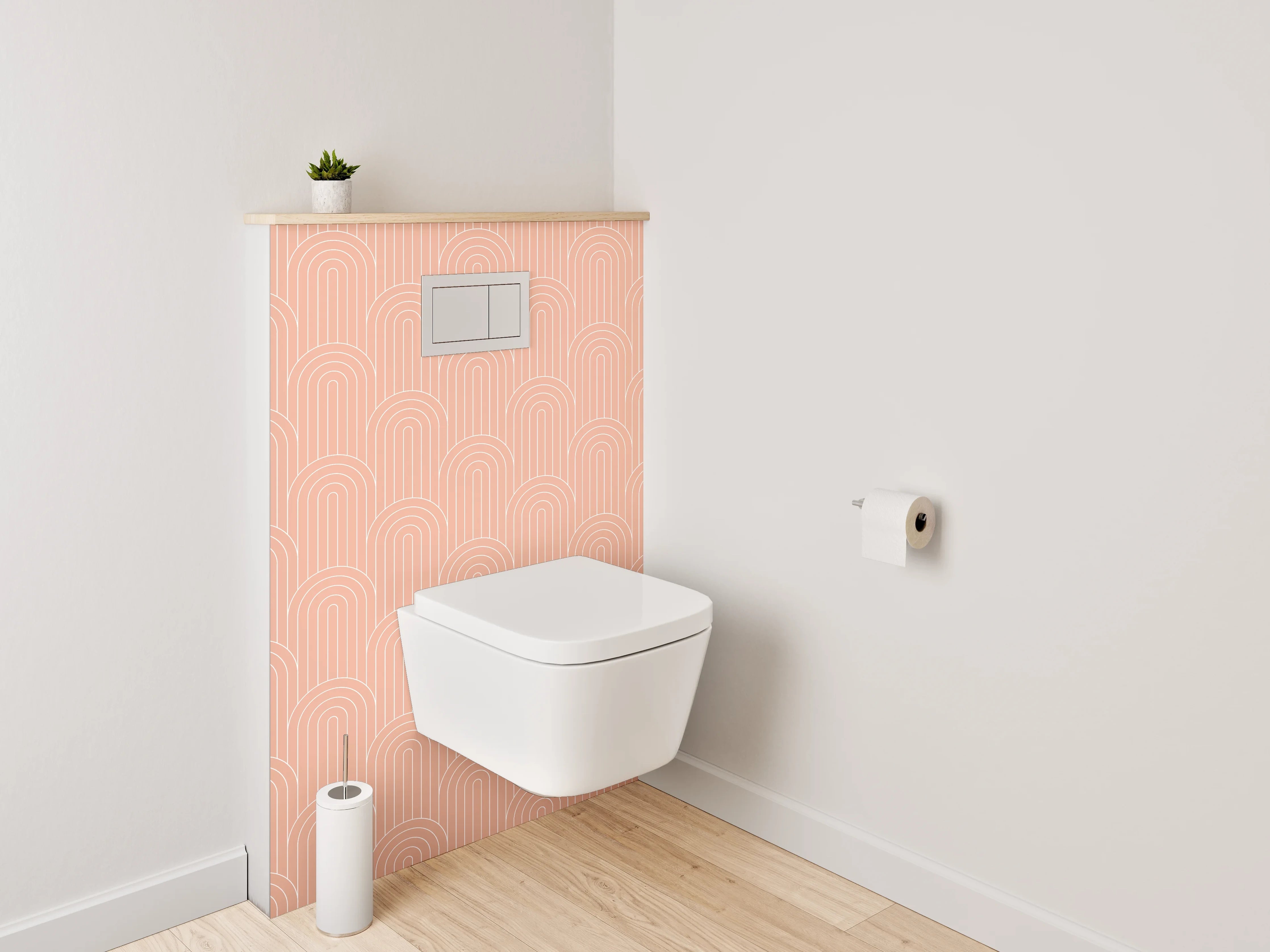 WC-Rückwand - Graues Vintage-Muster auf Weiß