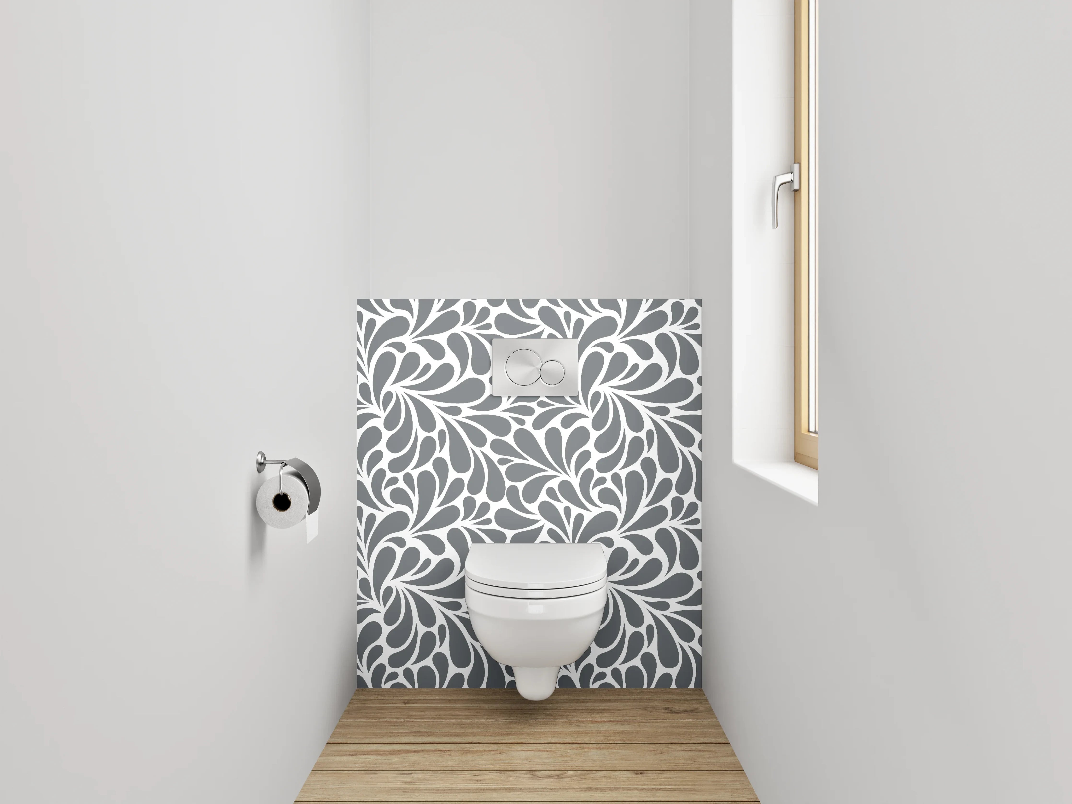 WC-Rückwand - Graues abstraktes Wirbelmuster modern