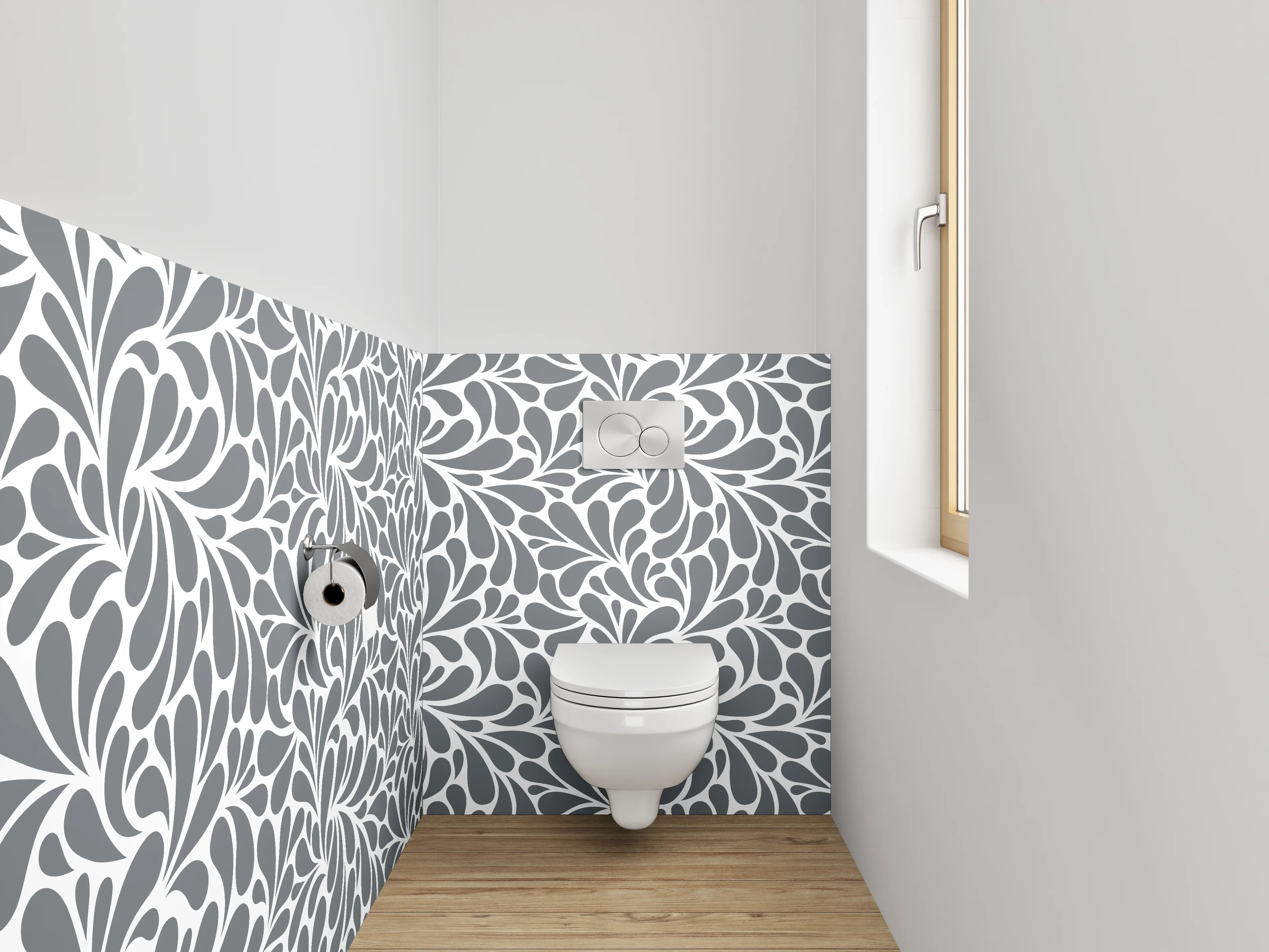 WC-Rückwand - Graues abstraktes Wirbelmuster modern