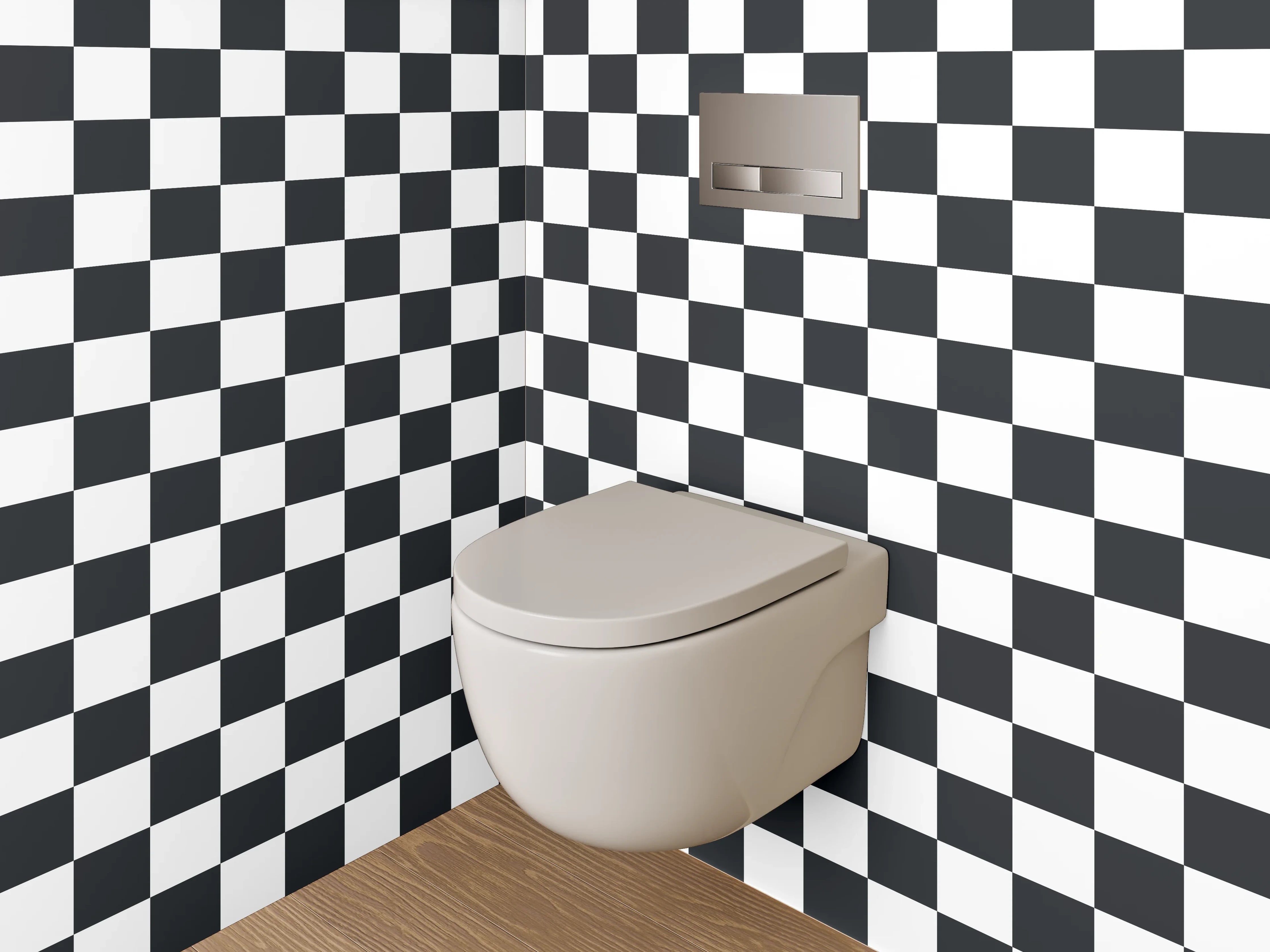 WC-Rückwand - Grauschattiertes Schachfeld-Design