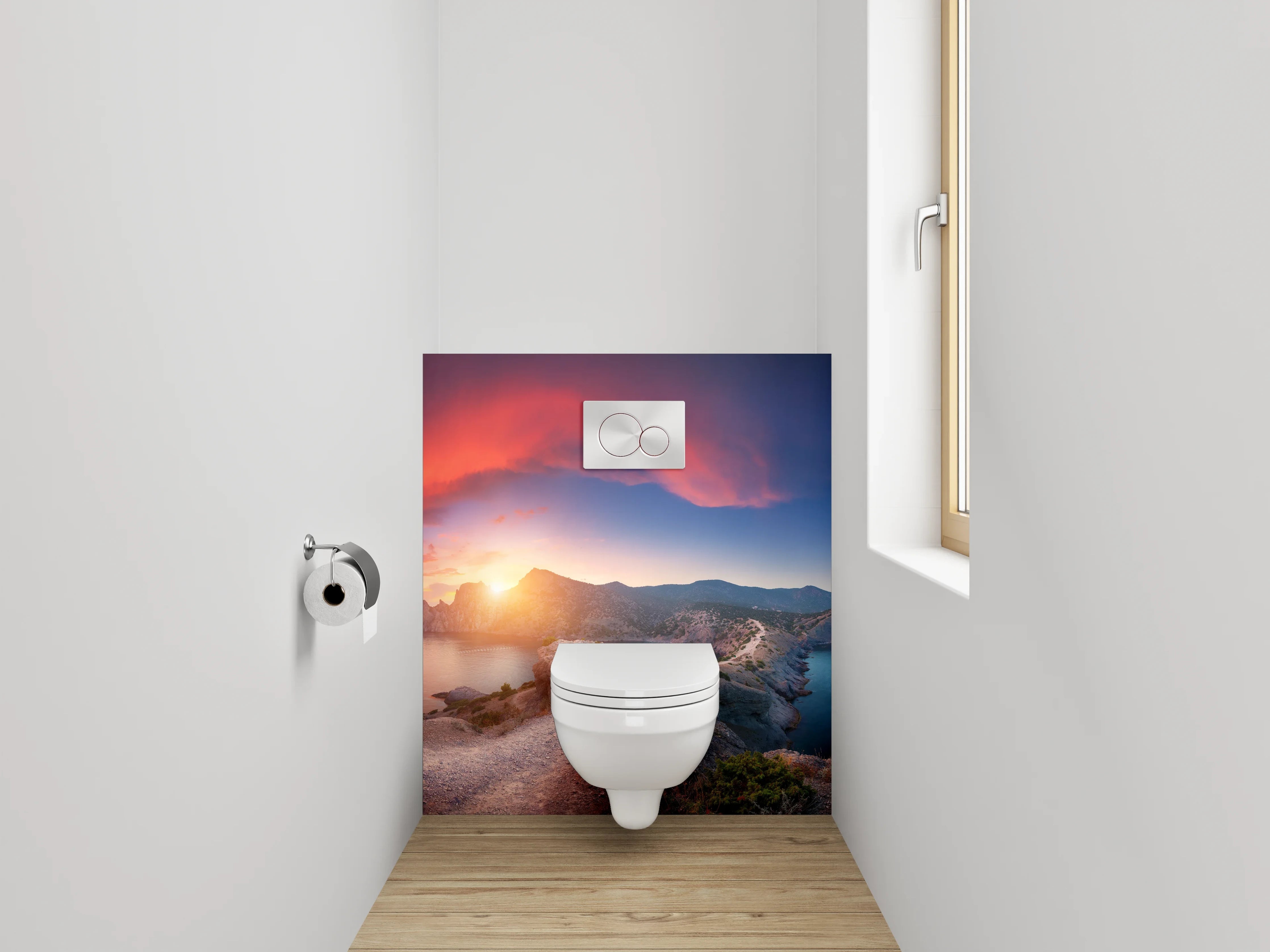 WC-Rückwand - Grauschimmer Abendlicht am Ozean