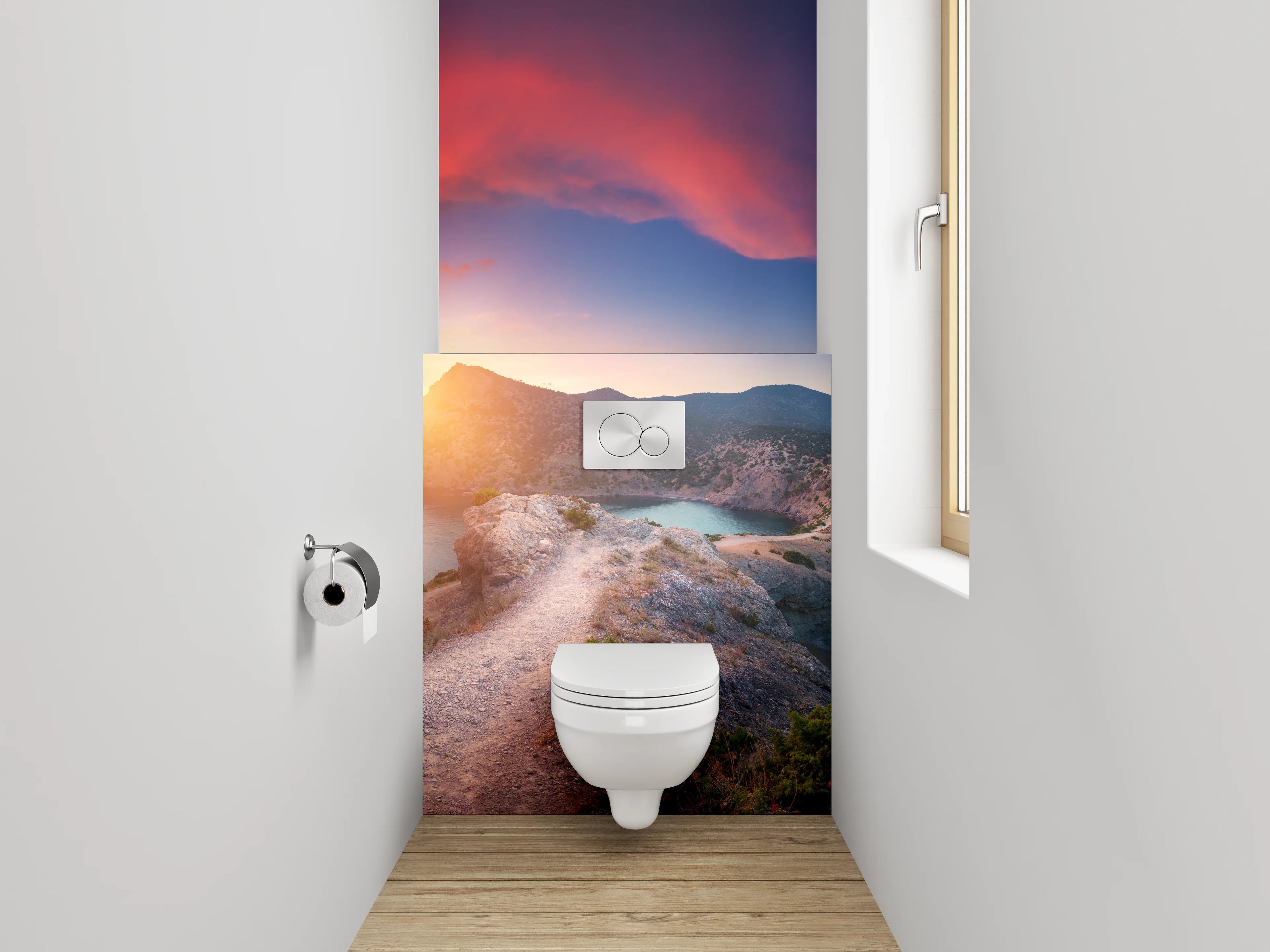 WC-Rückwand - Grauschimmer Abendlicht am Ozean