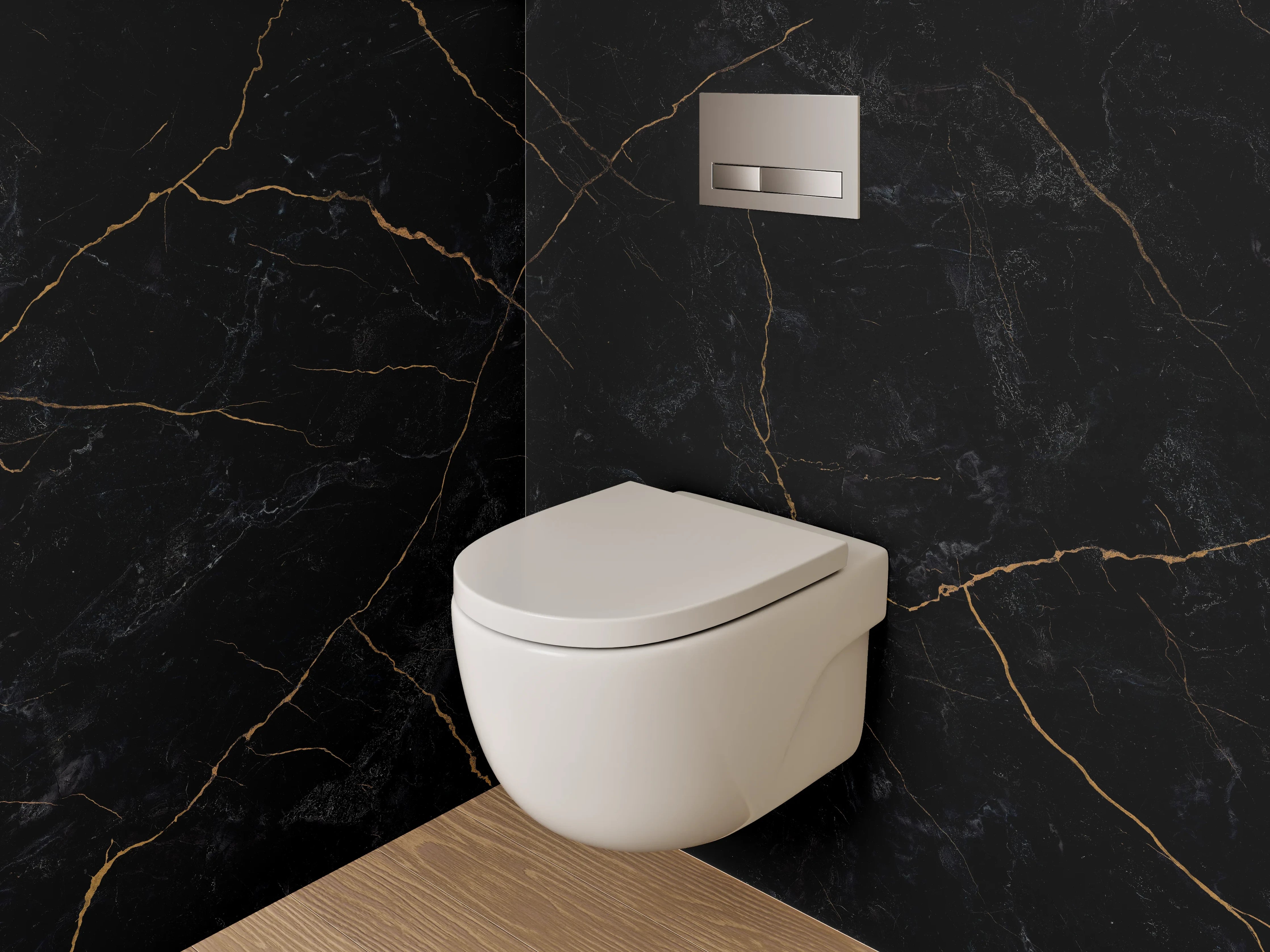 WC-Rückwand - Grauschimmer auf weißem Goldmarmor