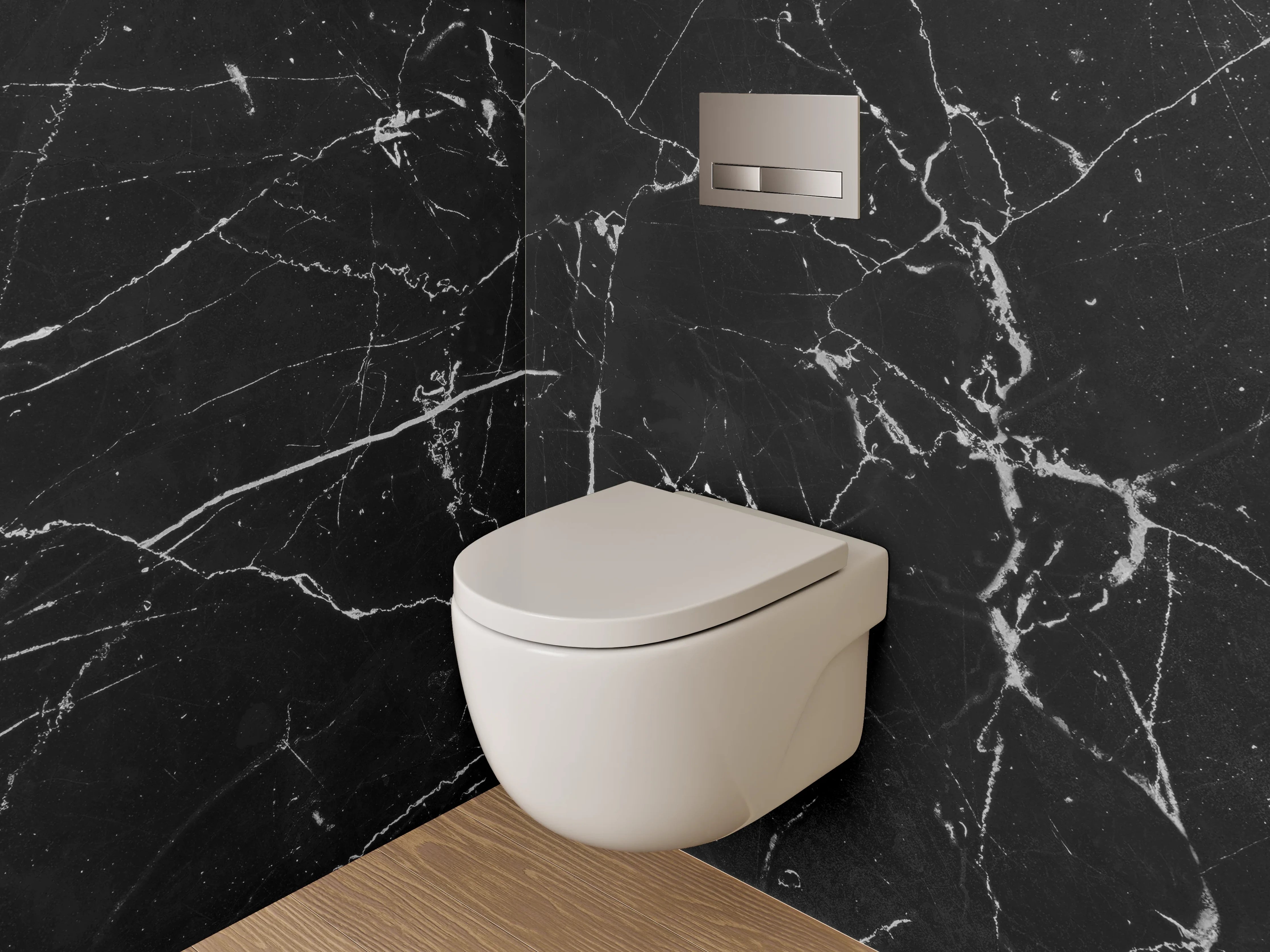 WC-Rückwand - Grauschimmer auf weißer Maserung