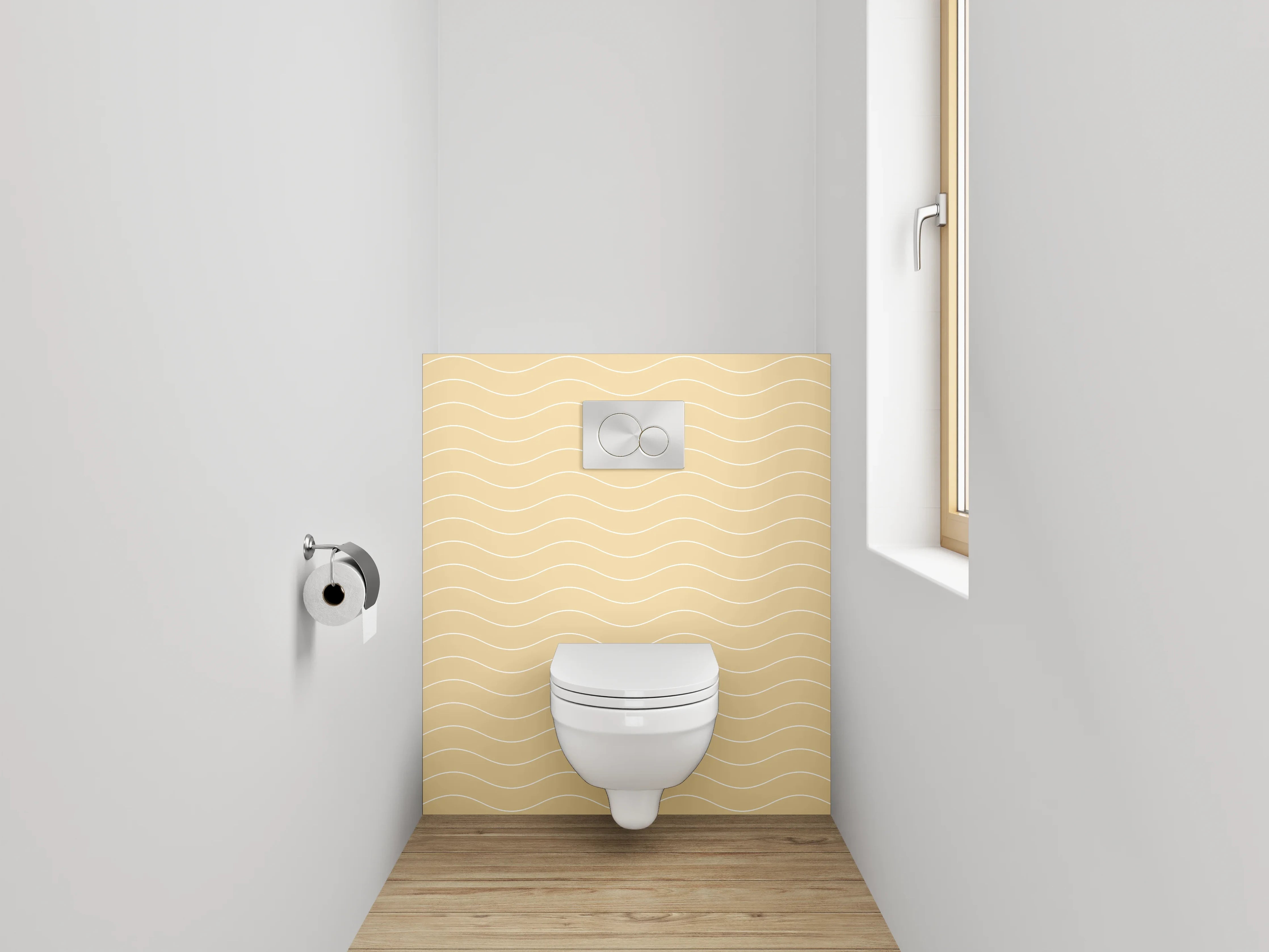 WC-Rückwand - Grauschimmer auf weißer Welle