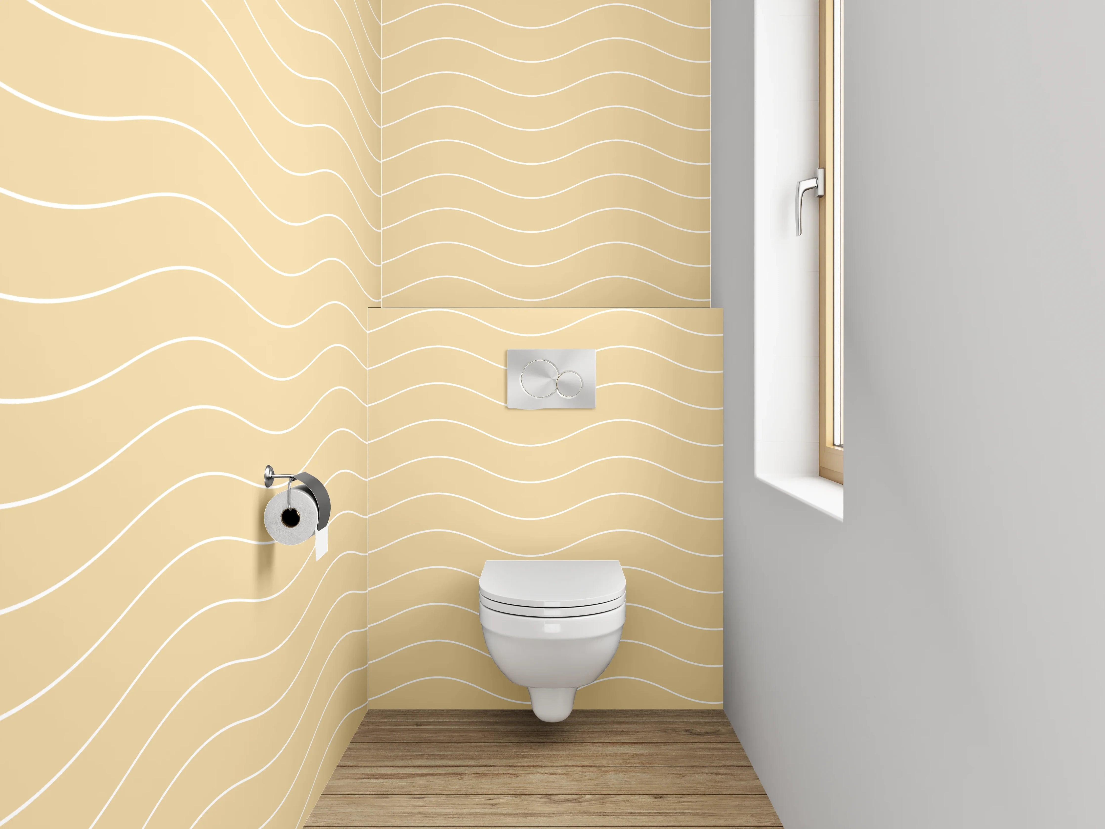 WC-Rückwand - Grauschimmer auf weißer Welle