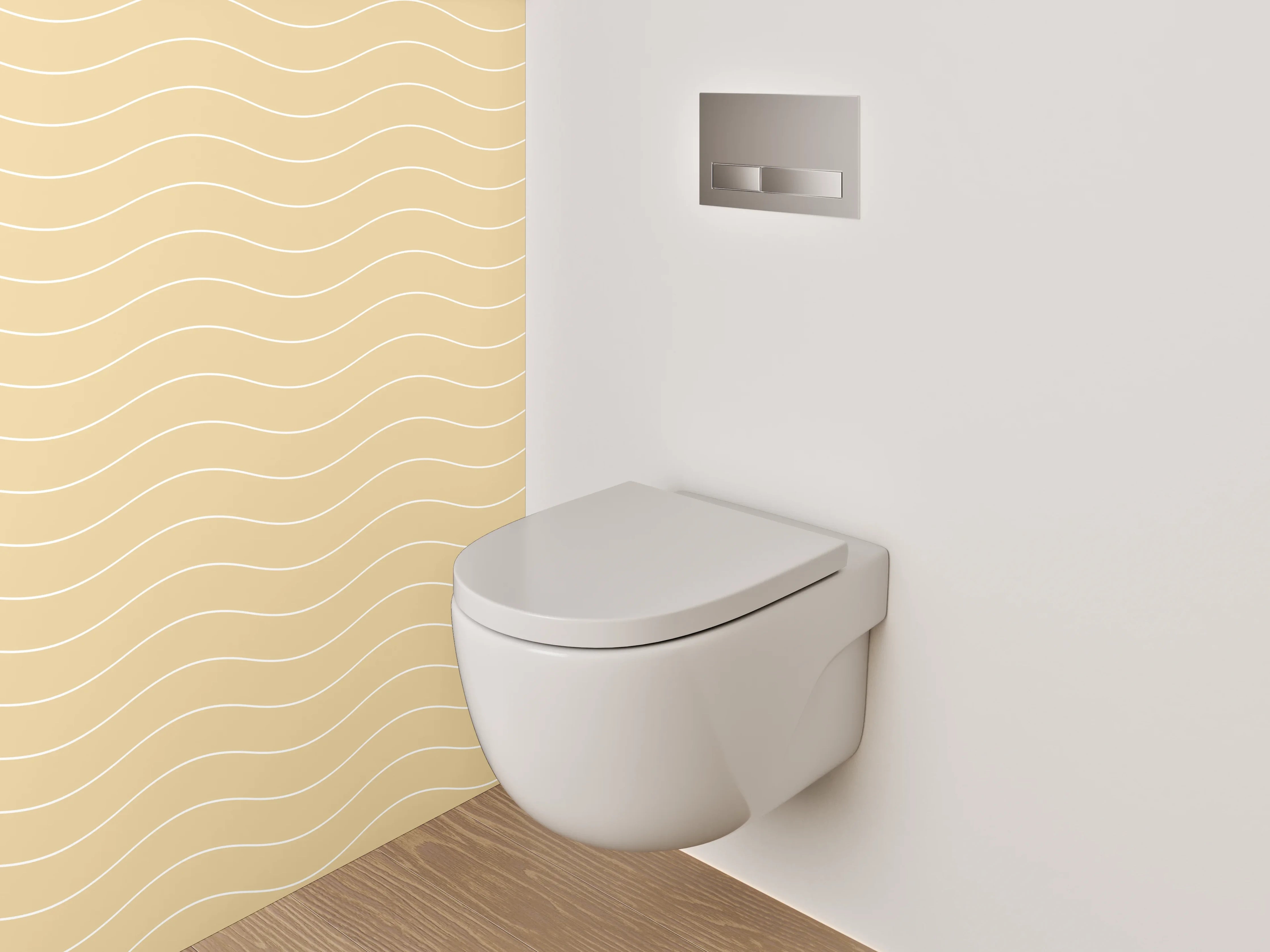 WC-Rückwand - Grauschimmer auf weißer Welle