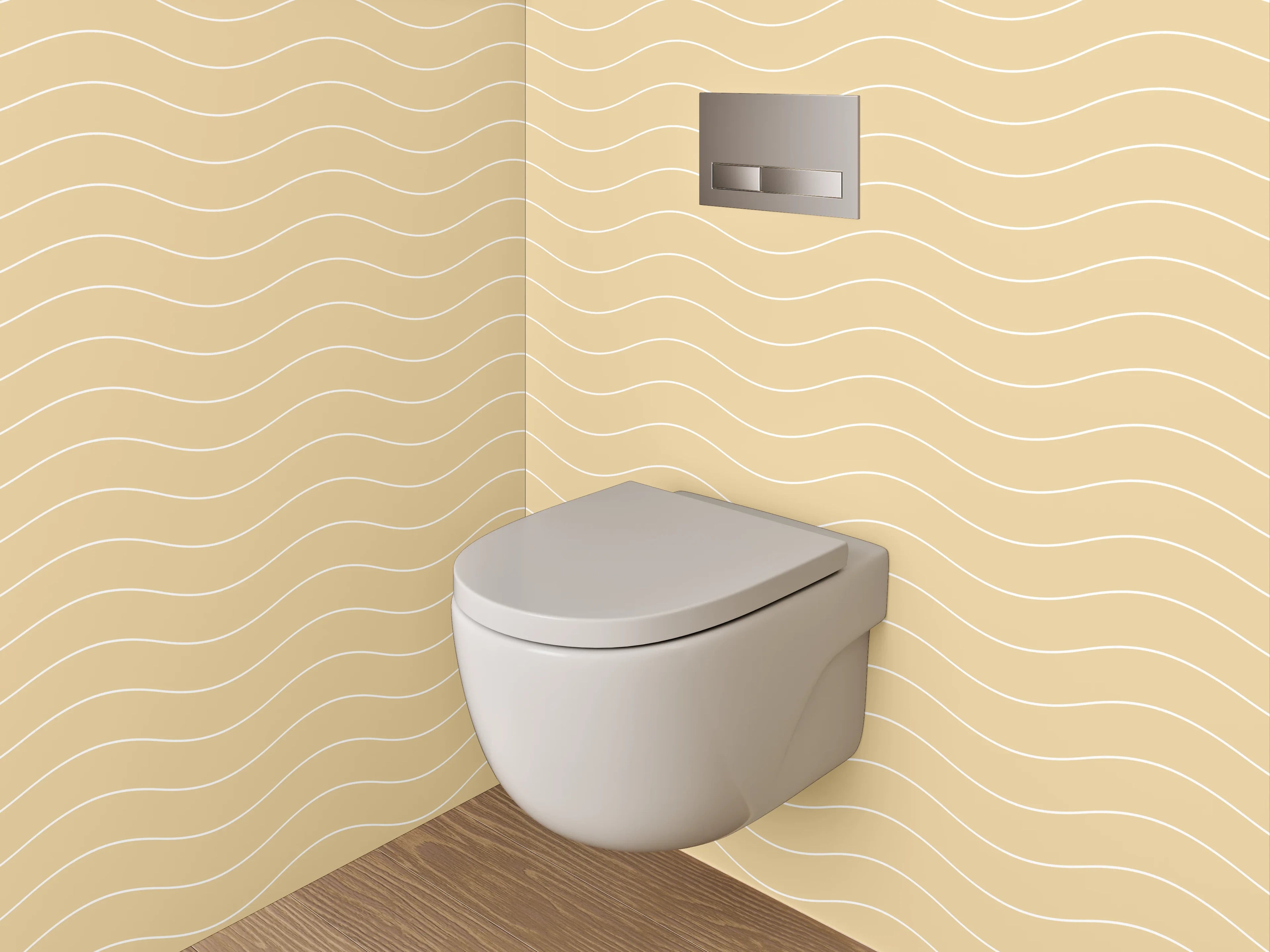 WC-Rückwand - Grauschimmer auf weißer Welle