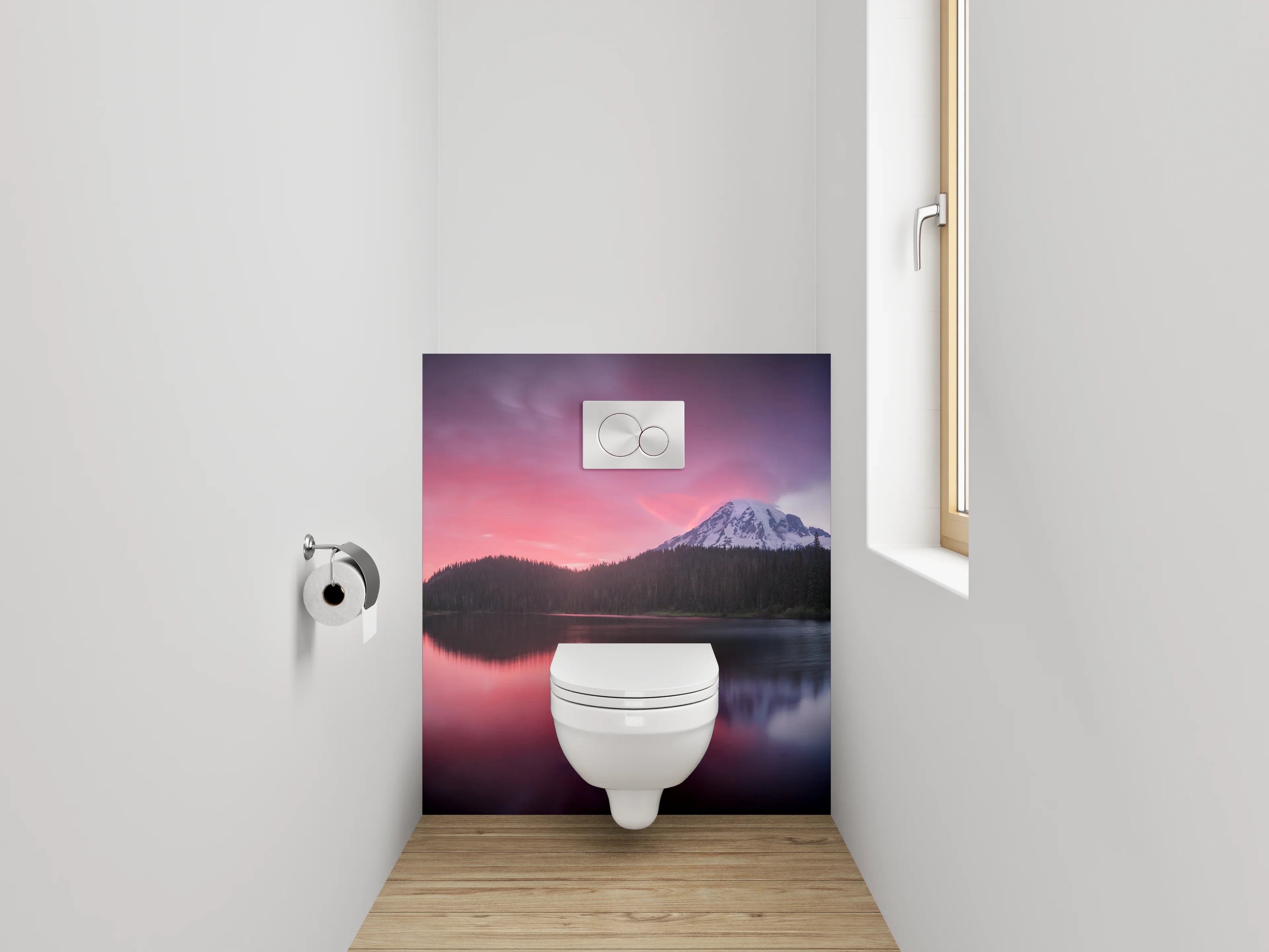 WC-Rückwand - Grauschimmer im Abendlicht am See