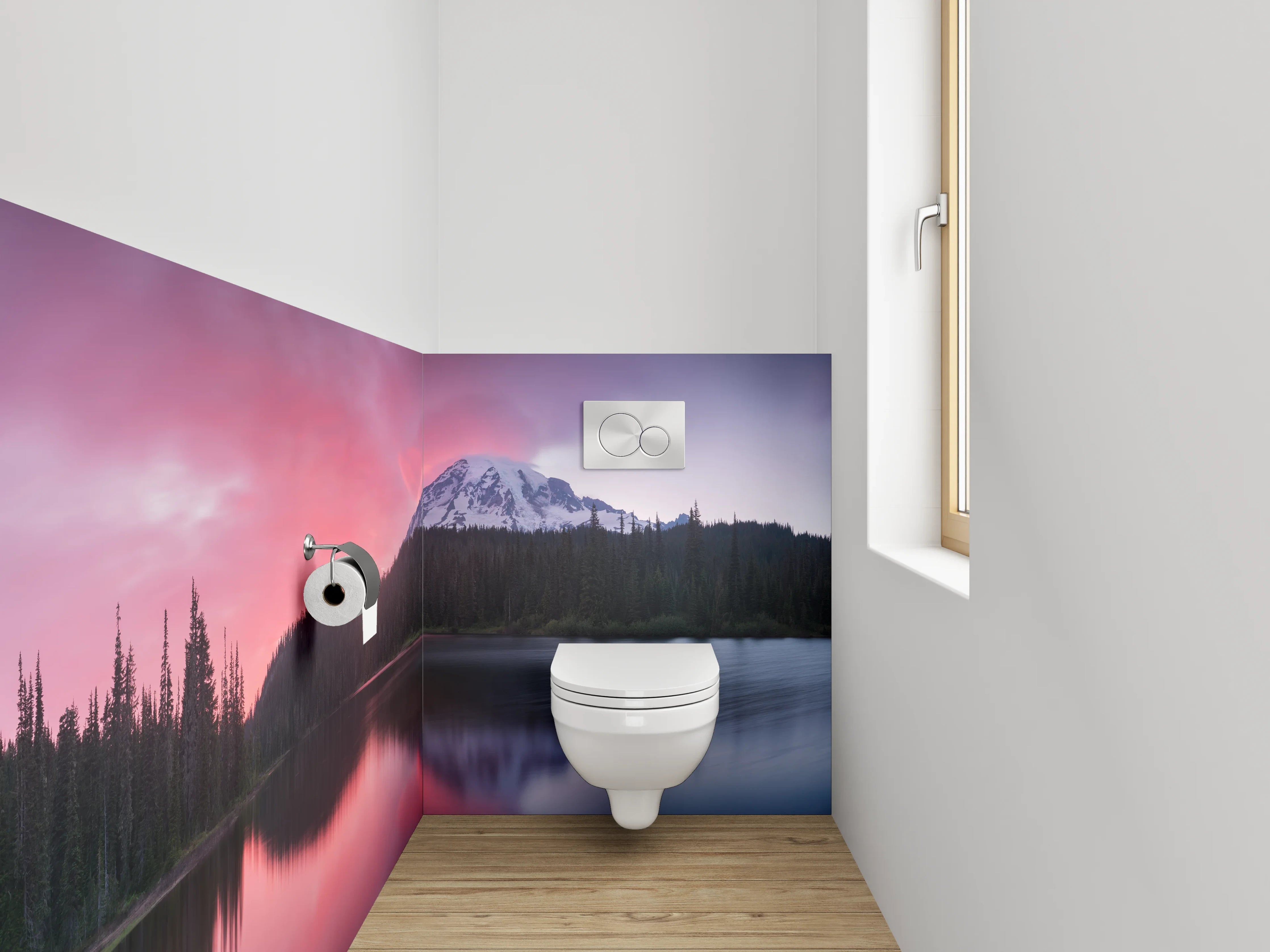 WC-Rückwand - Grauschimmer im Abendlicht am See