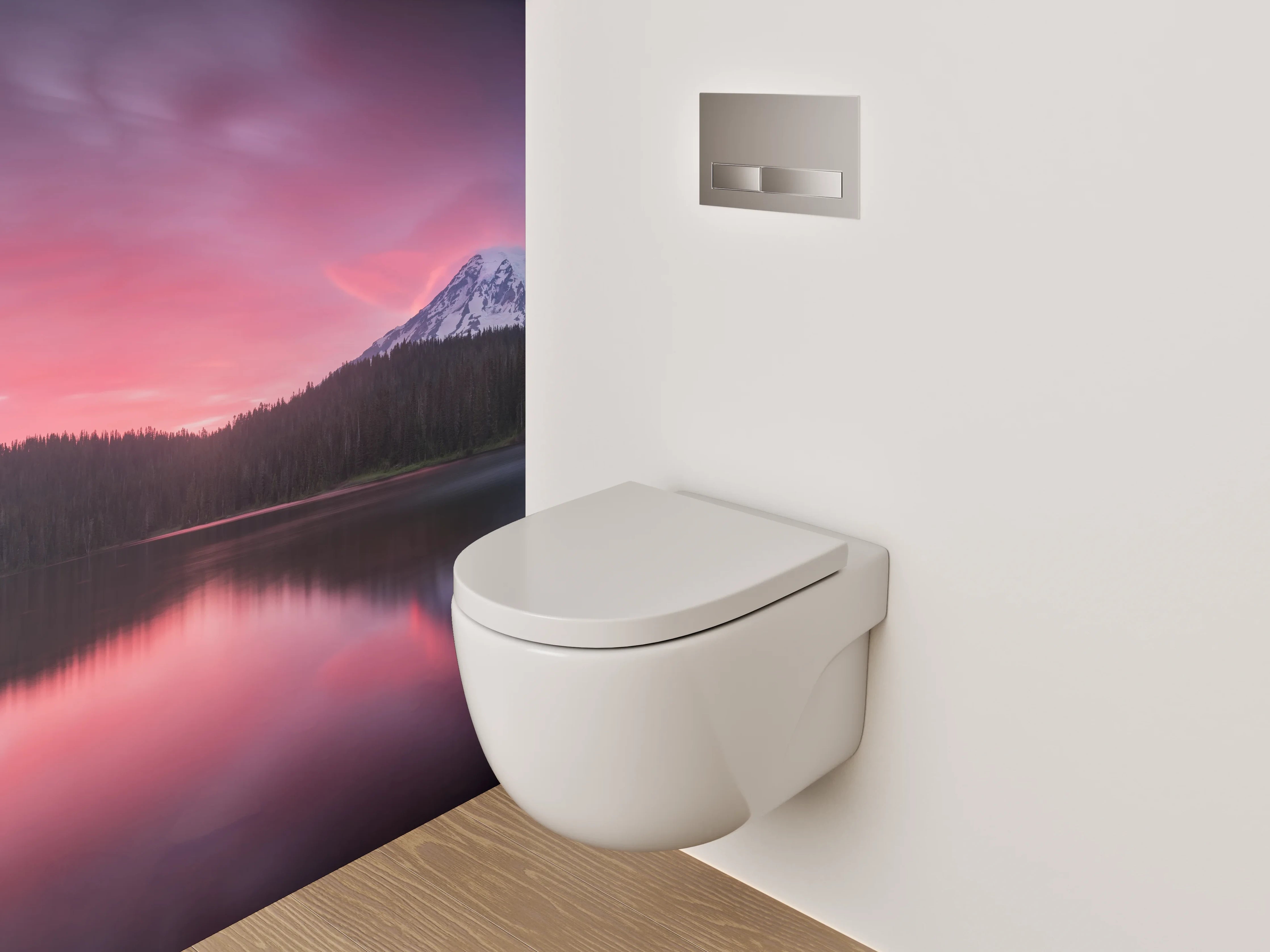 WC-Rückwand - Grauschimmer im Abendlicht am See