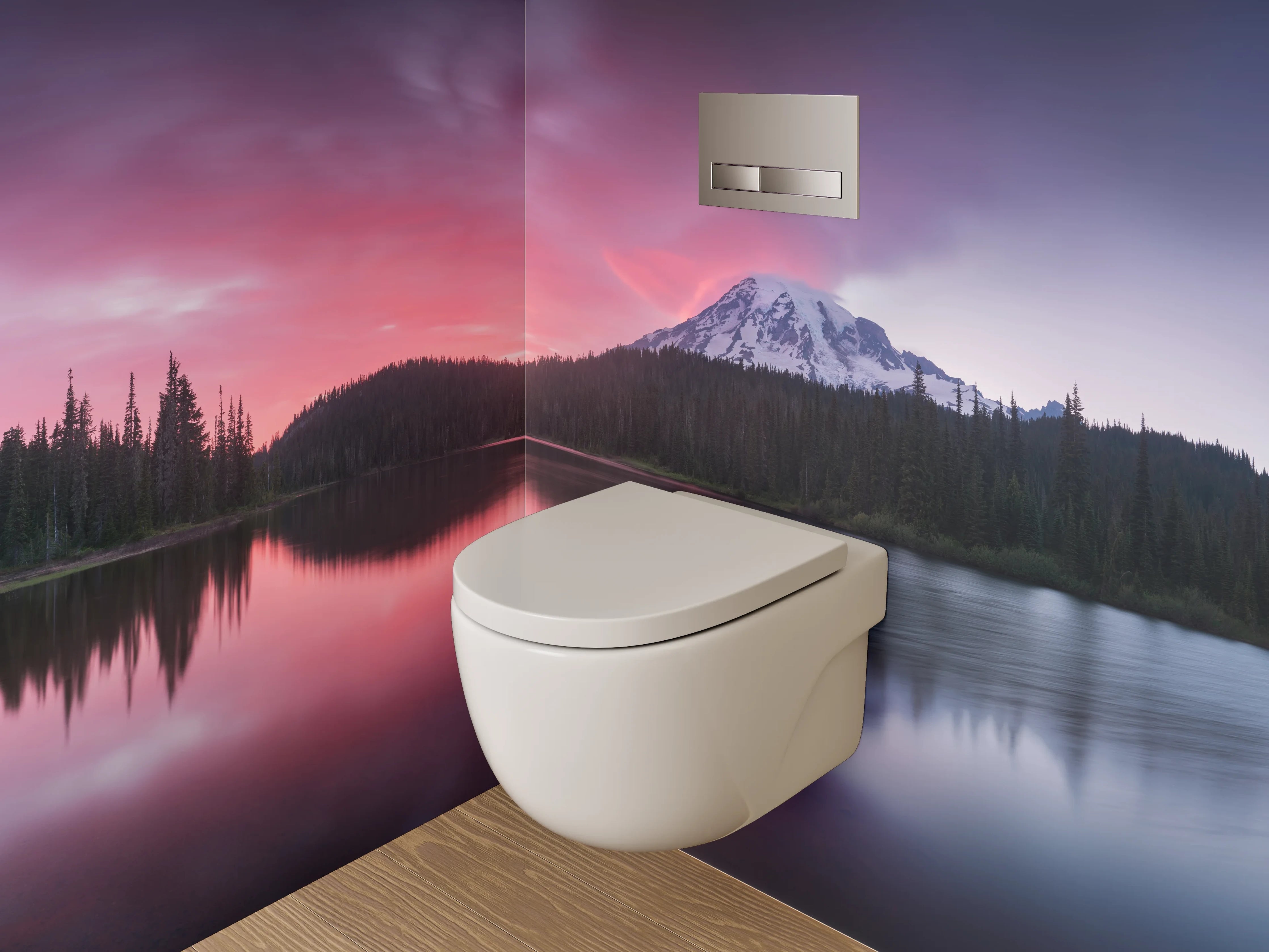 WC-Rückwand - Grauschimmer im Abendlicht am See