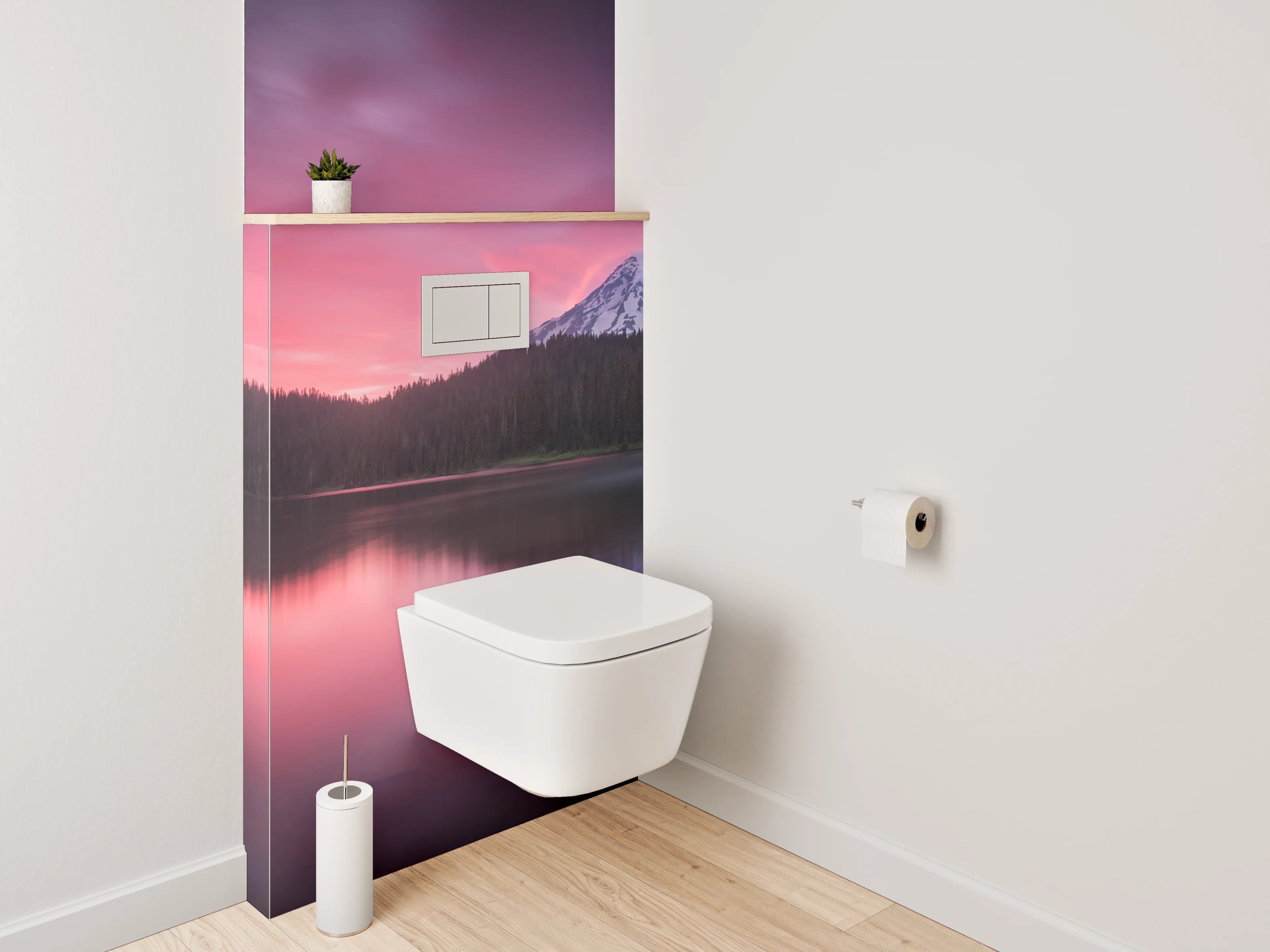 WC-Rückwand - Grauschimmer im Abendlicht am See