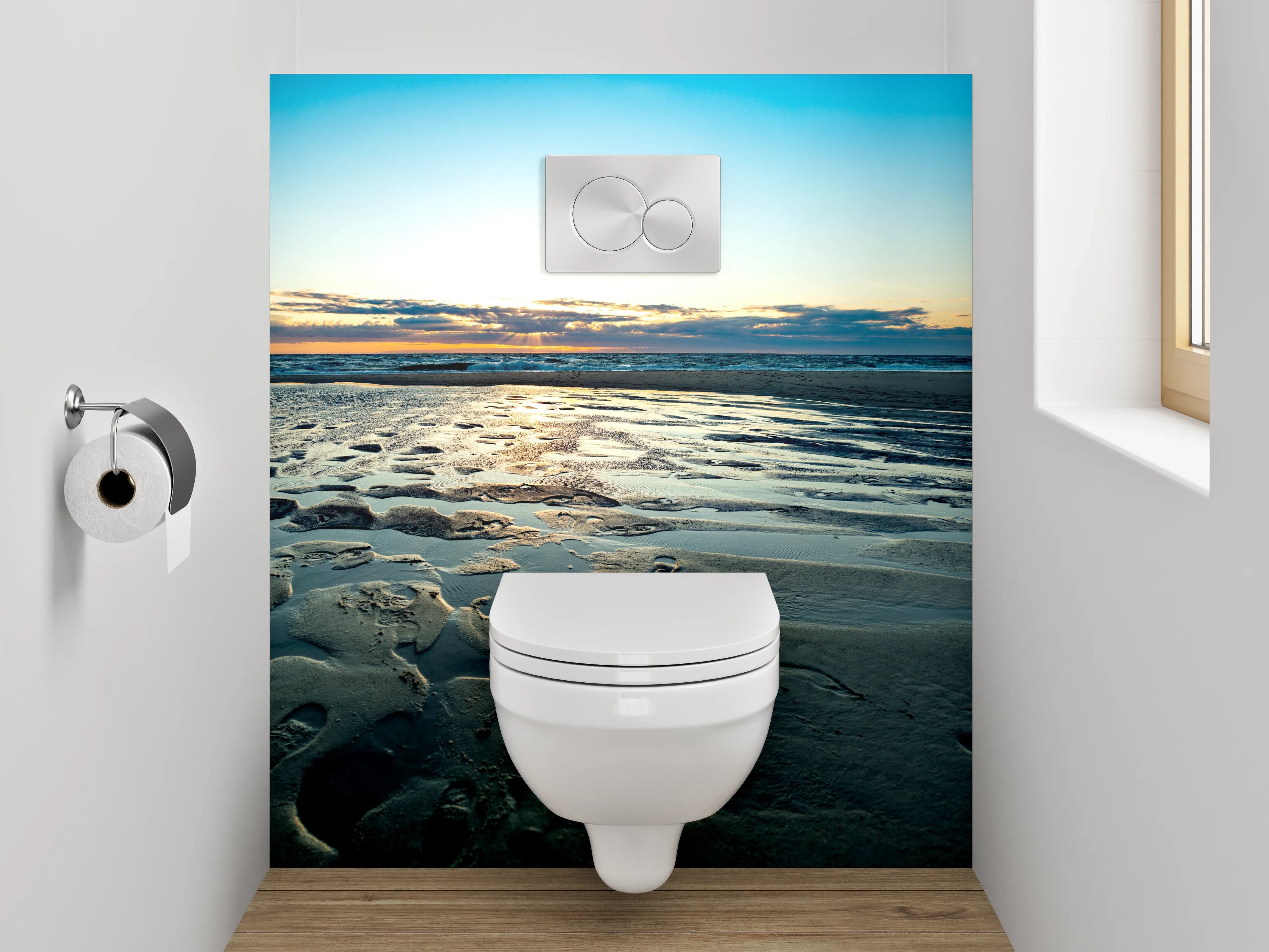 WC-Rückwand - Grauschimmer im Licht des Abends