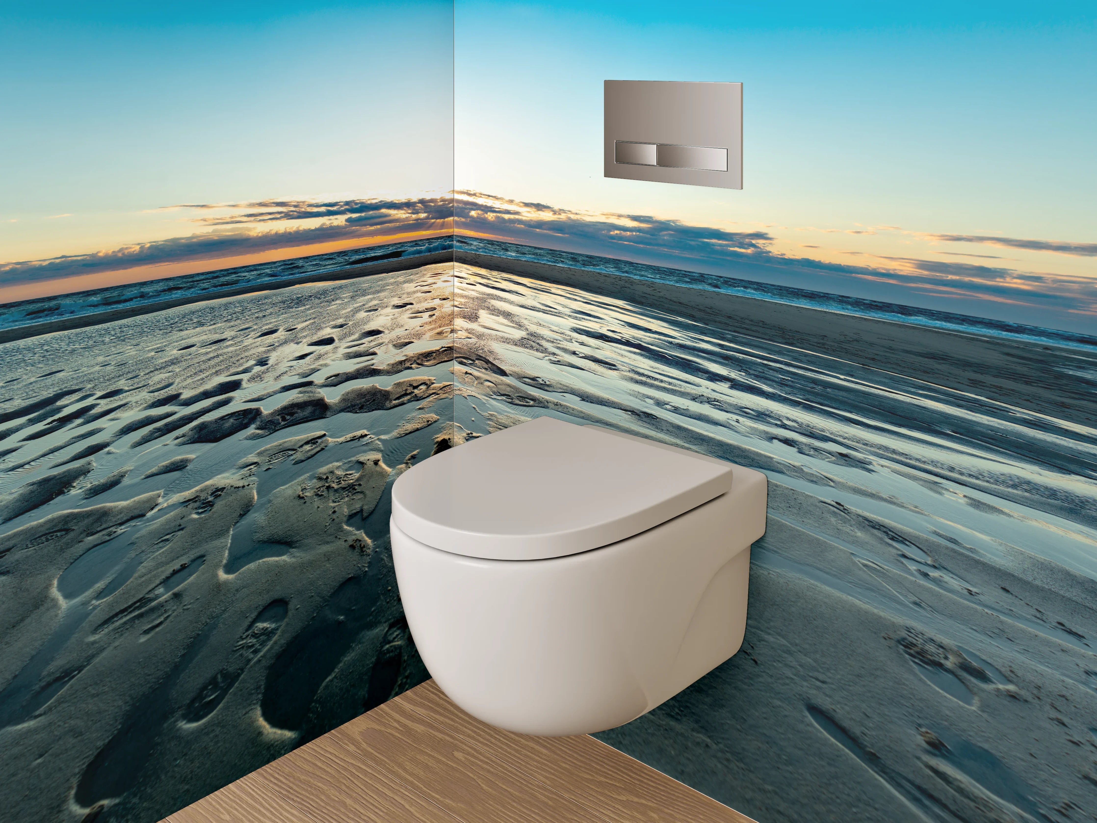 WC-Rückwand - Grauschimmer im Licht des Abends
