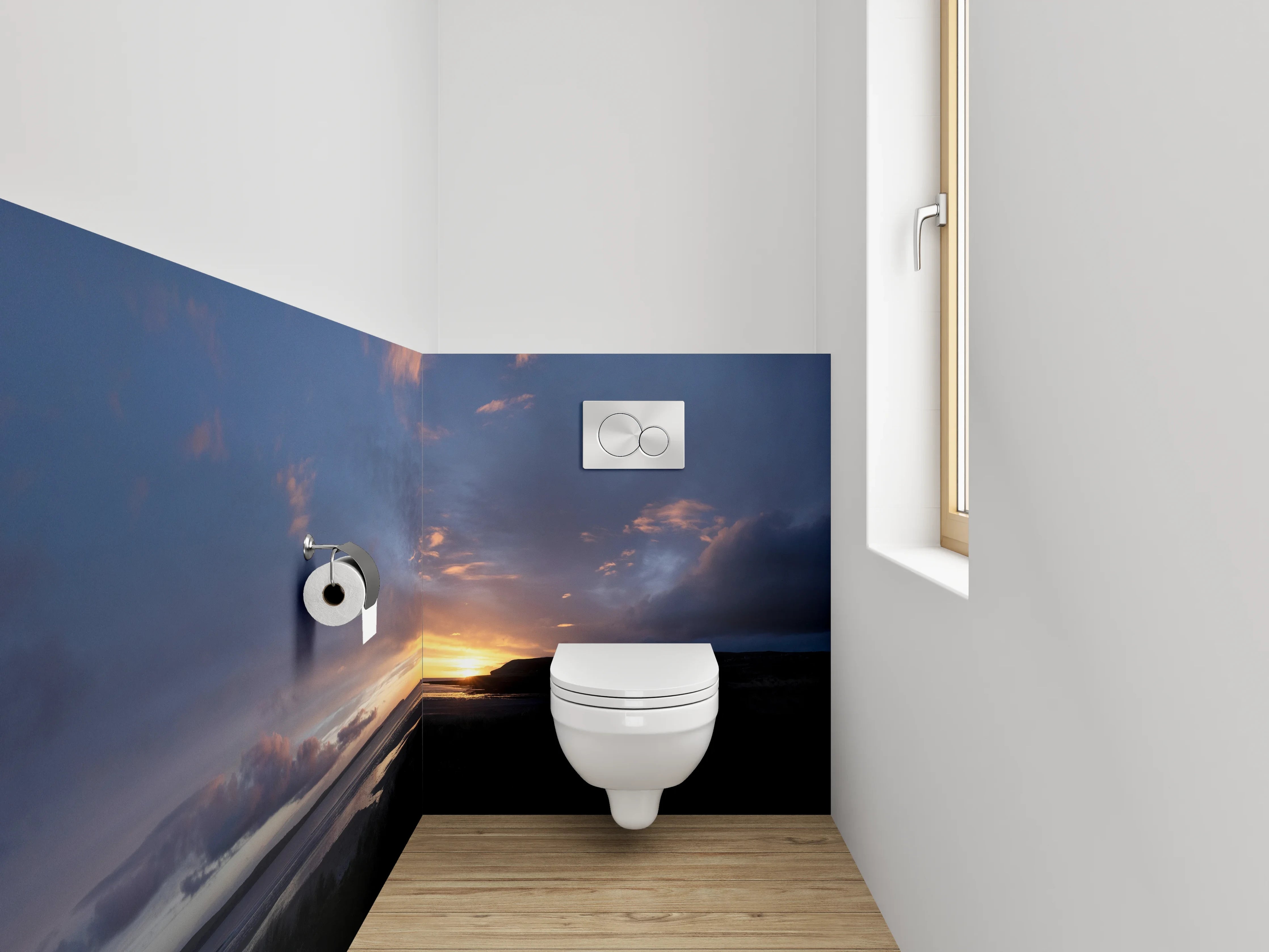 WC-Rückwand - Grauschimmer im Licht des Meeres