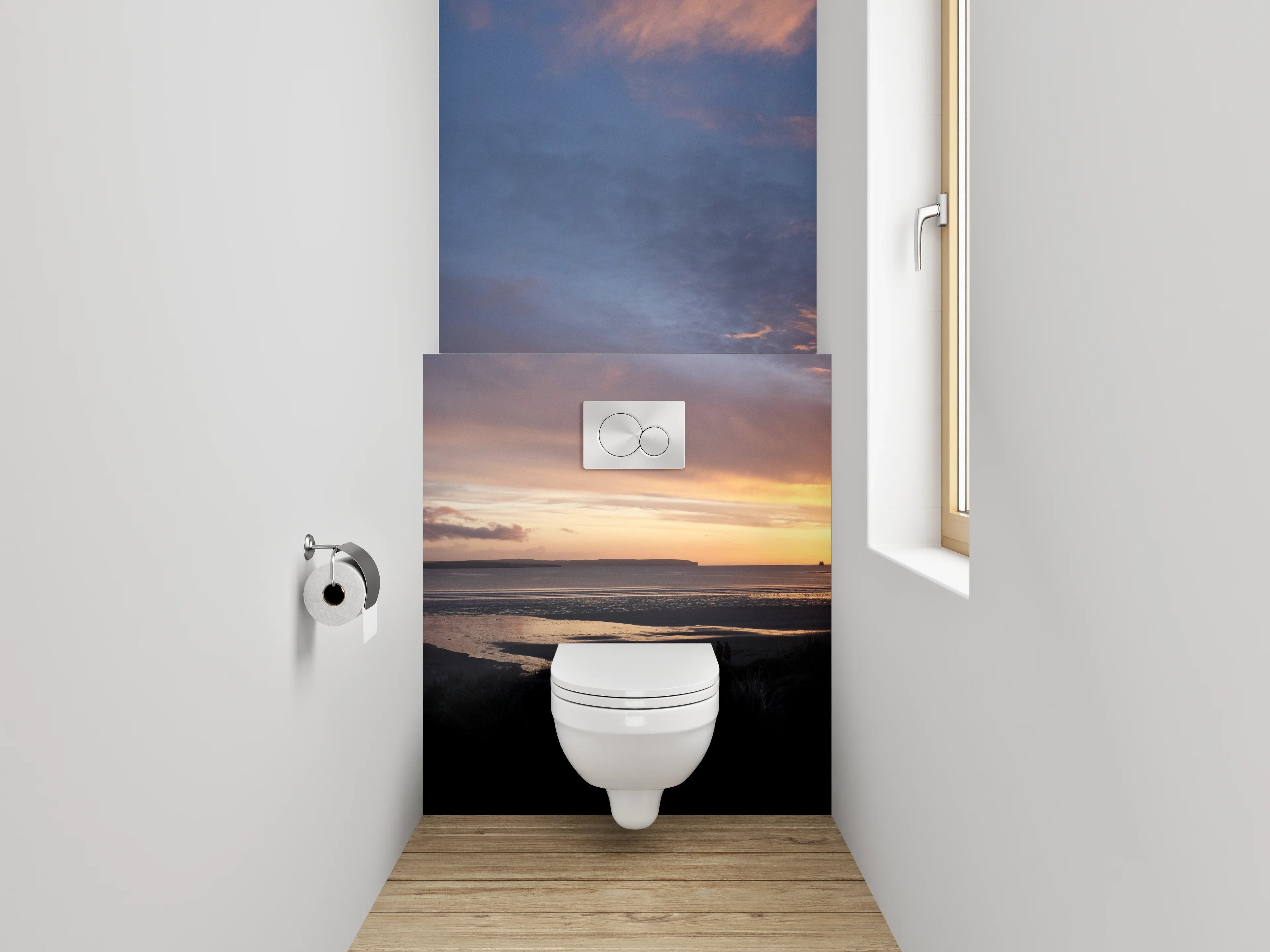 WC-Rückwand - Grauschimmer im Licht des Meeres