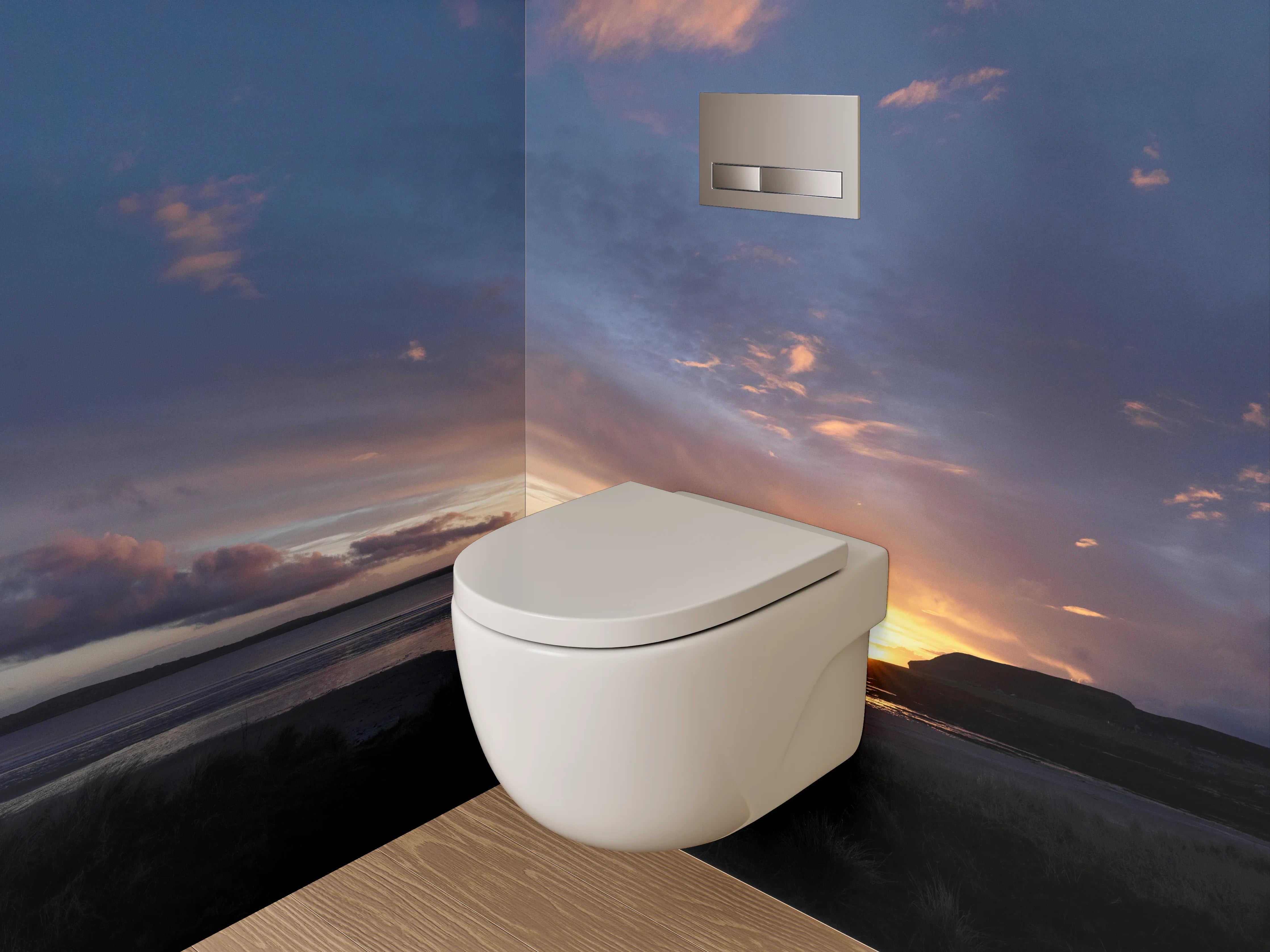WC-Rückwand - Grauschimmer im Licht des Meeres