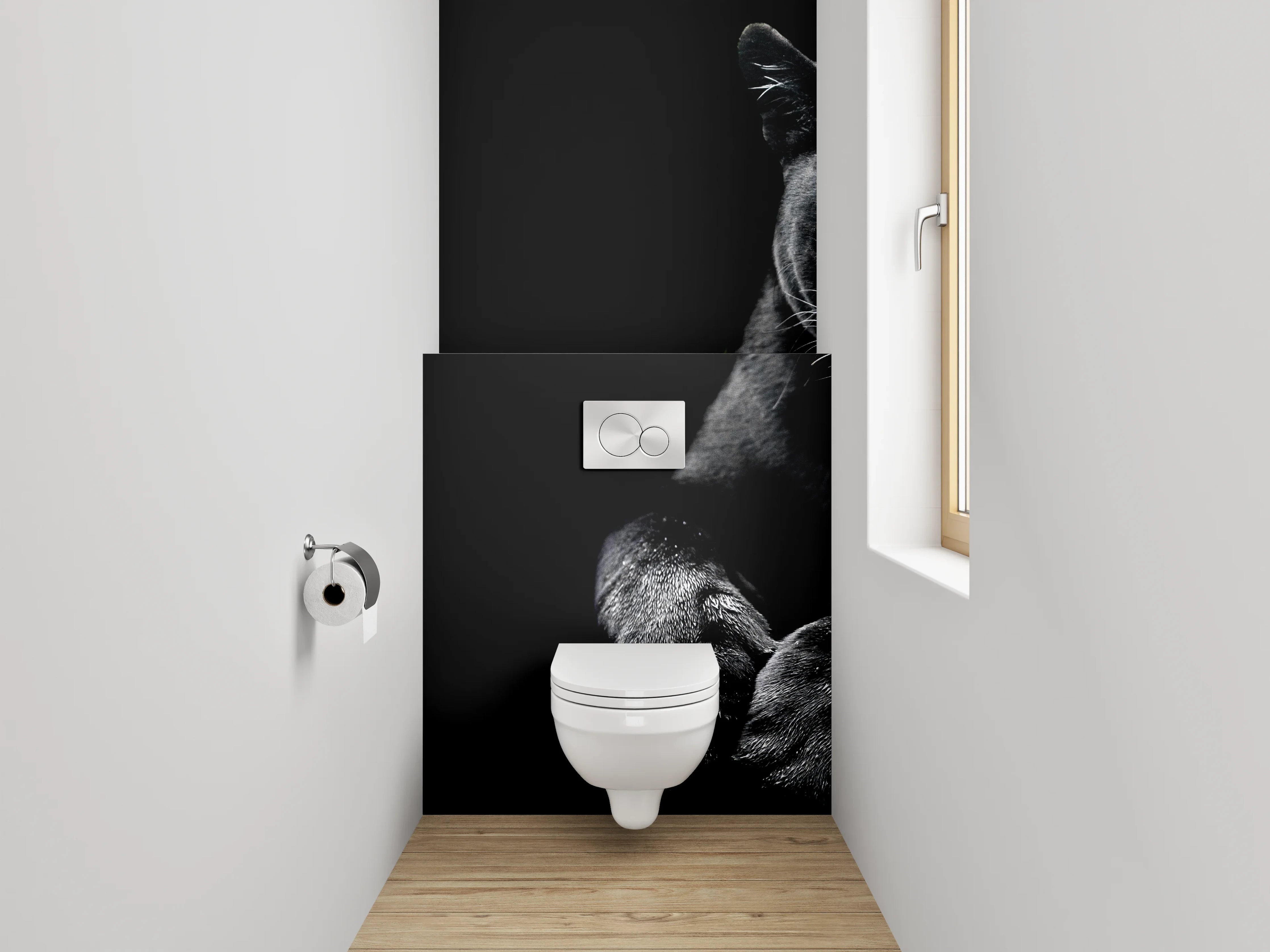 WC-Rückwand - Grauschimmer im Schattenfell