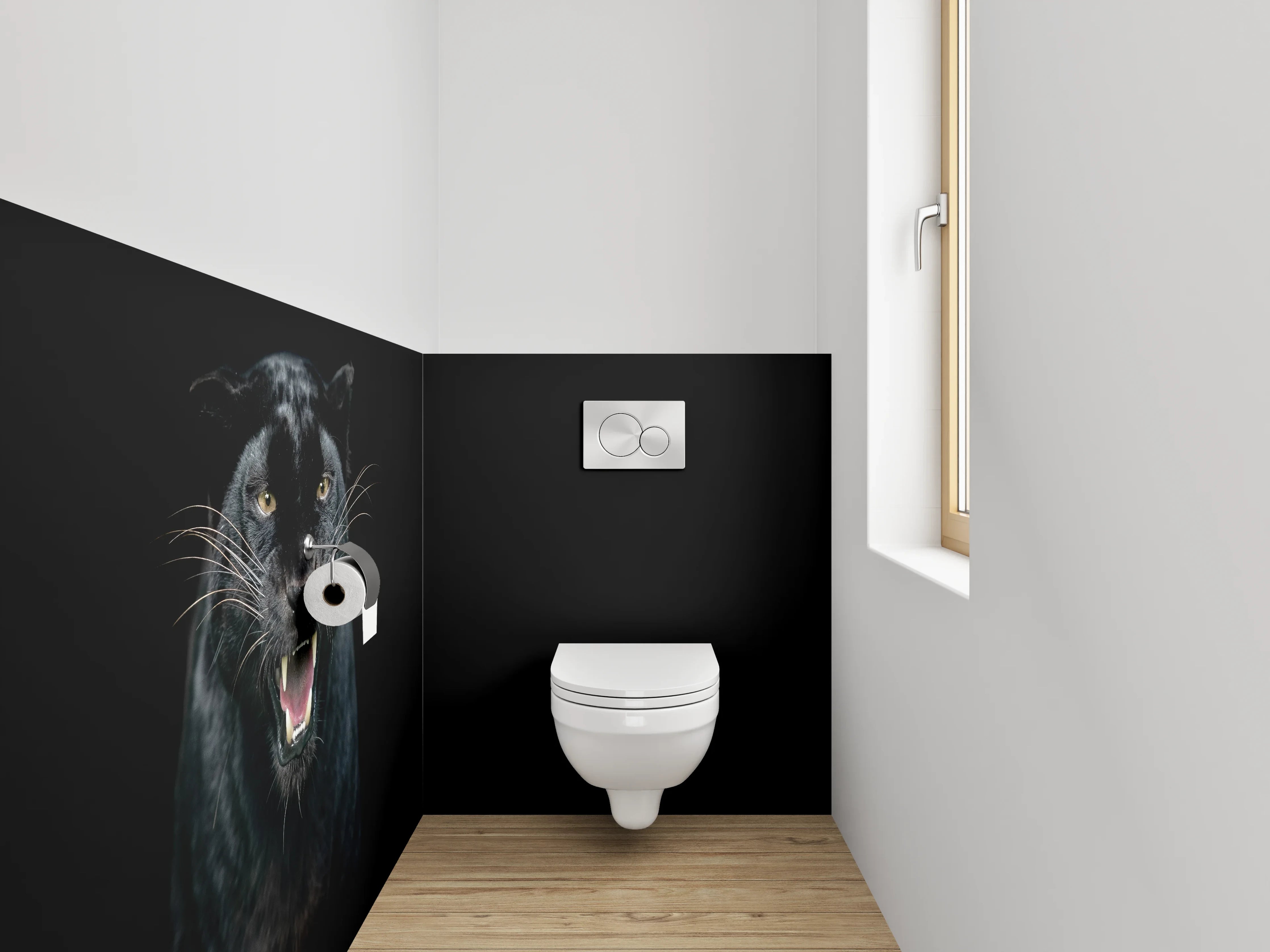 WC-Rückwand - Grauschimmer im Schattenpanther
