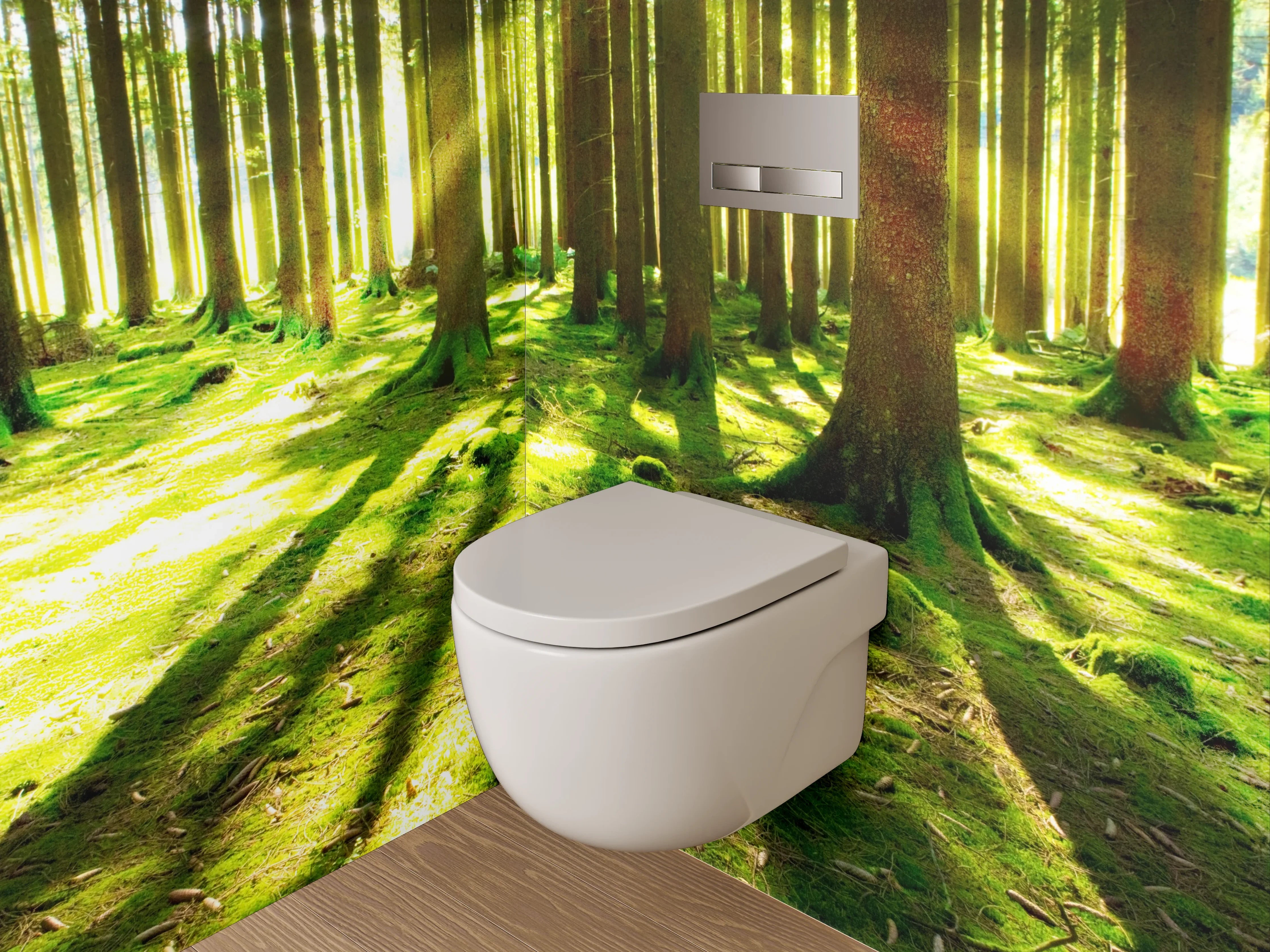 WC-Rückwand - Grauschimmer im weißen Blätterlicht