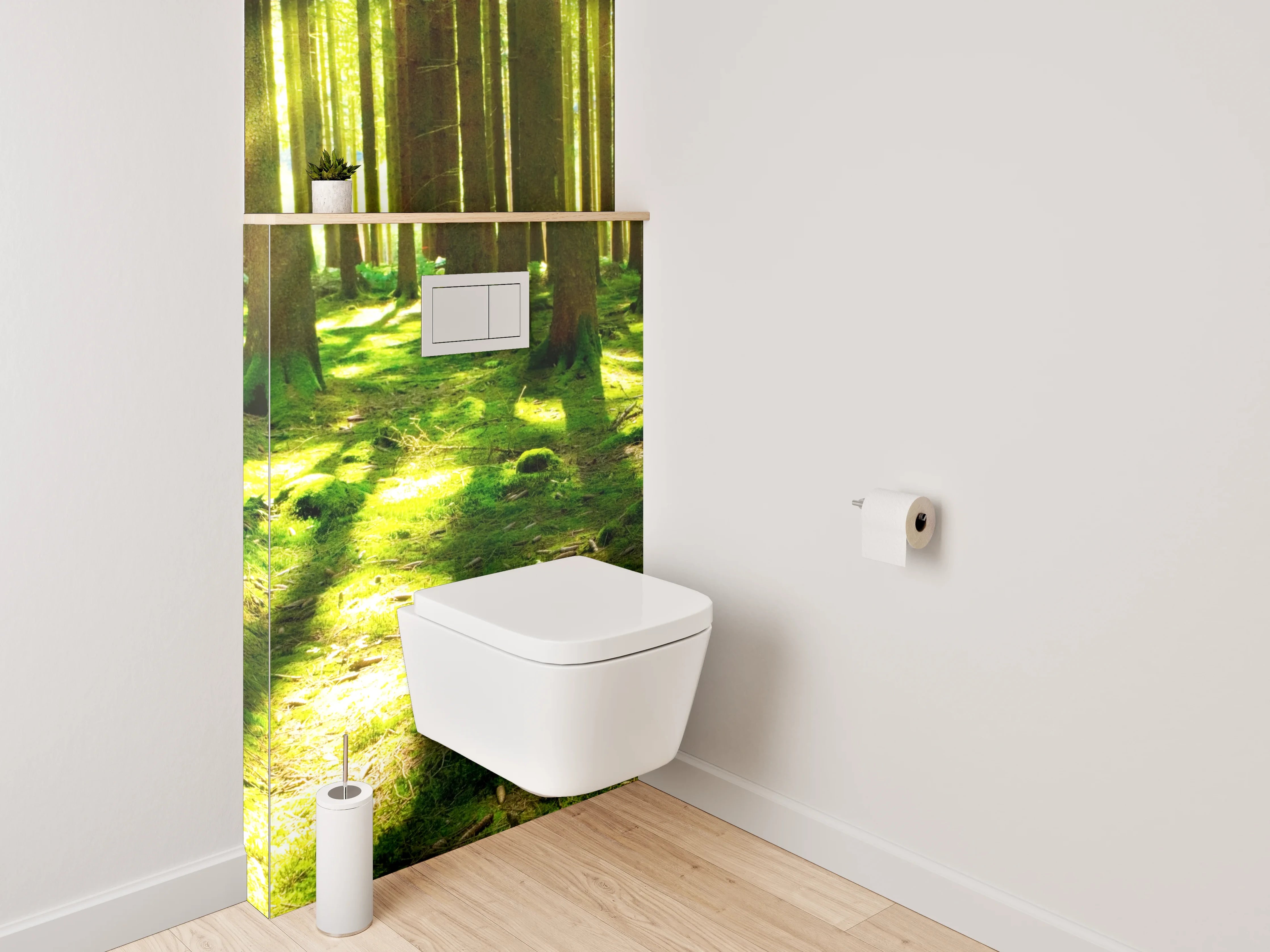 WC-Rückwand - Grauschimmer im weißen Blätterlicht