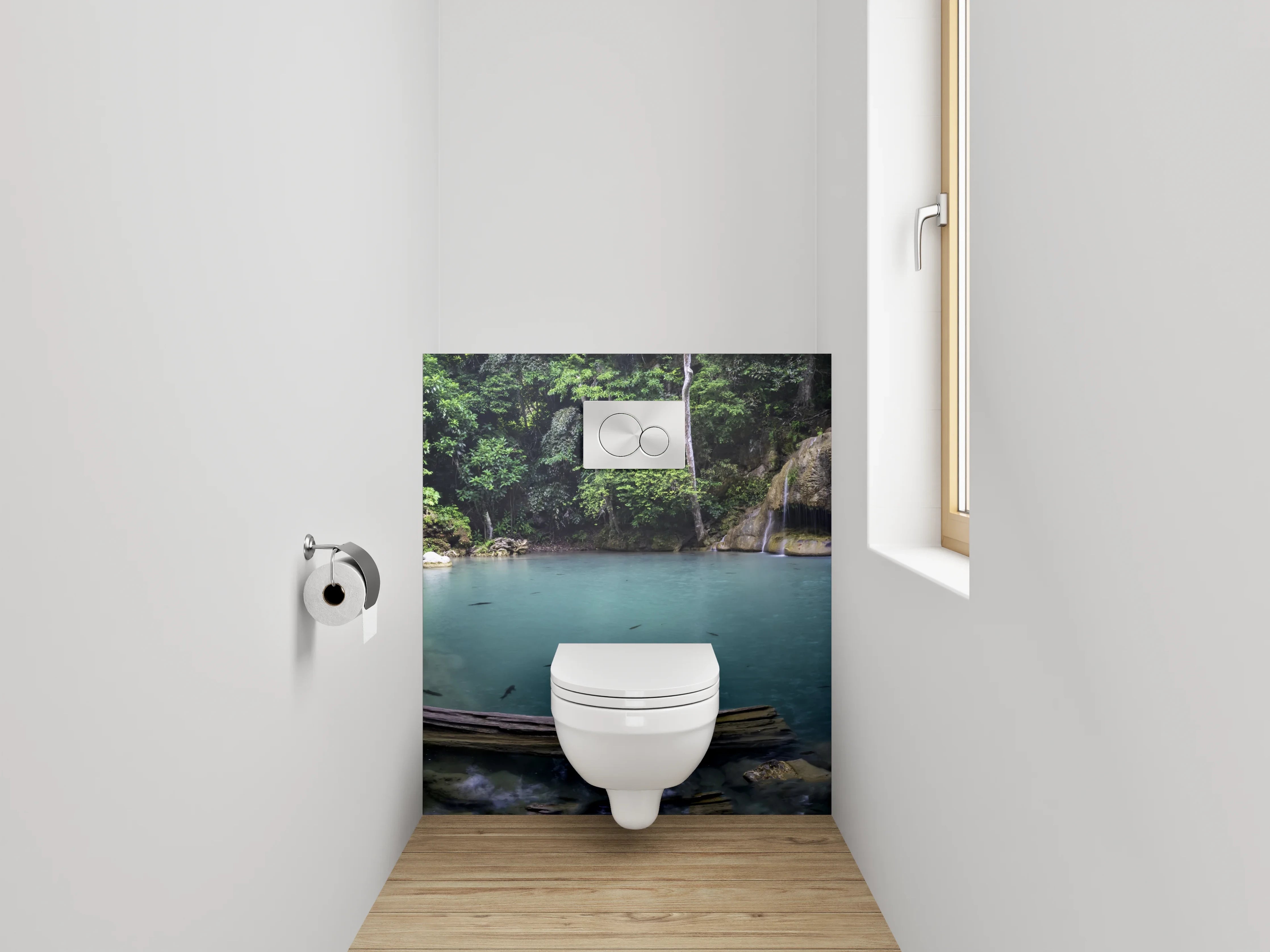 WC-Rückwand - Grauschimmer im weißen Dschungelfall
