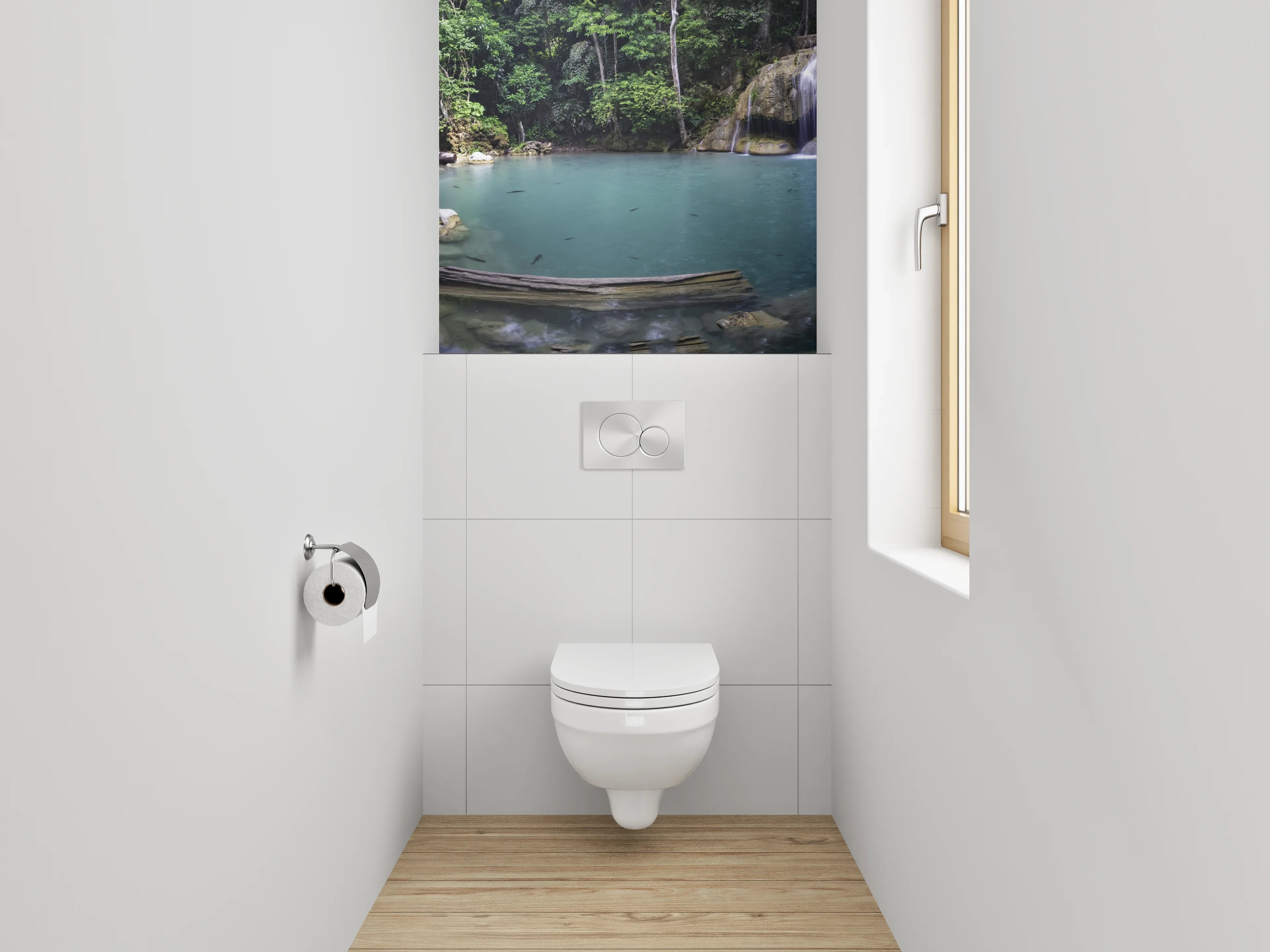 WC-Rückwand - Grauschimmer im weißen Dschungelfall