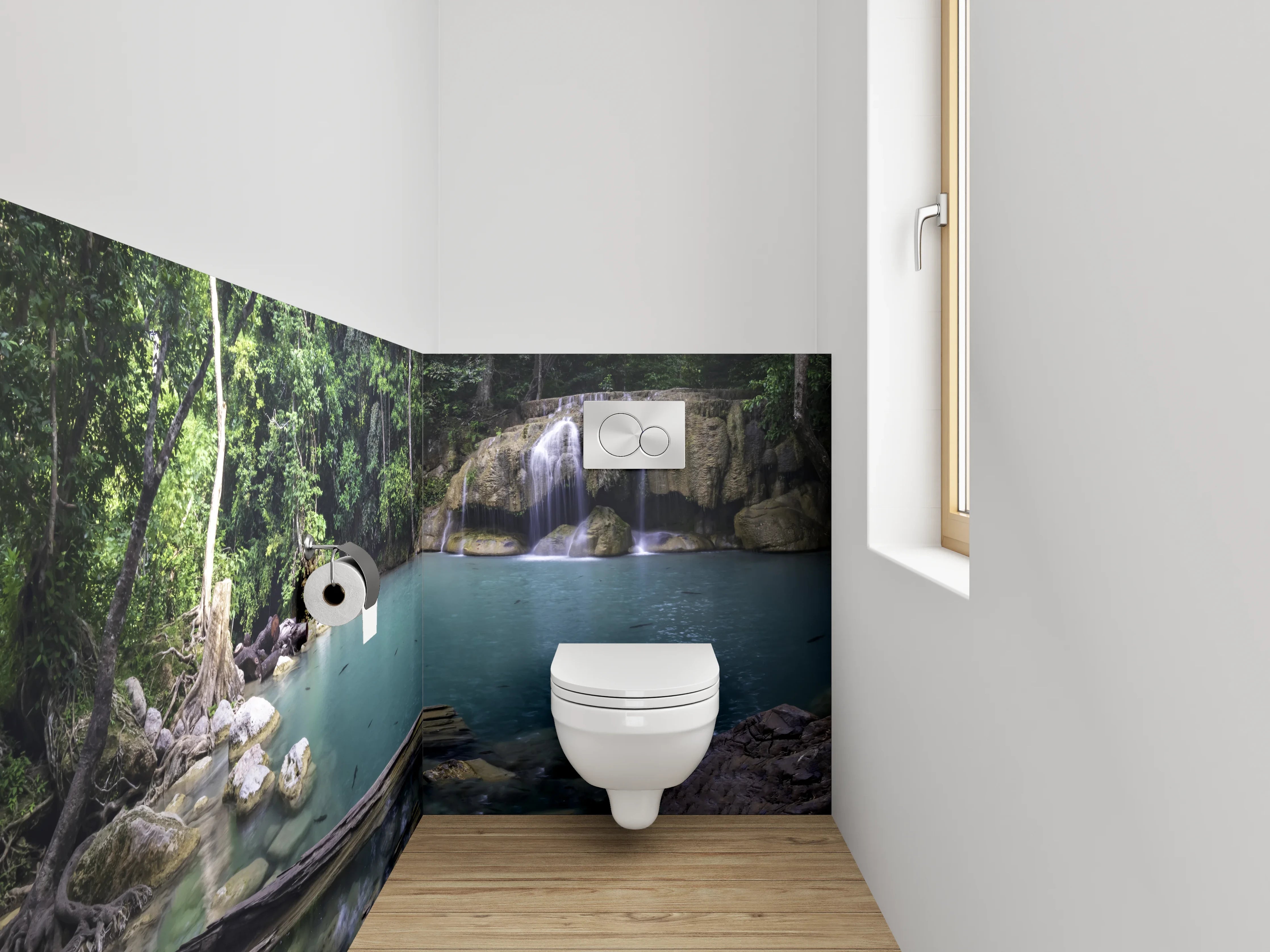 WC-Rückwand - Grauschimmer im weißen Dschungelfall