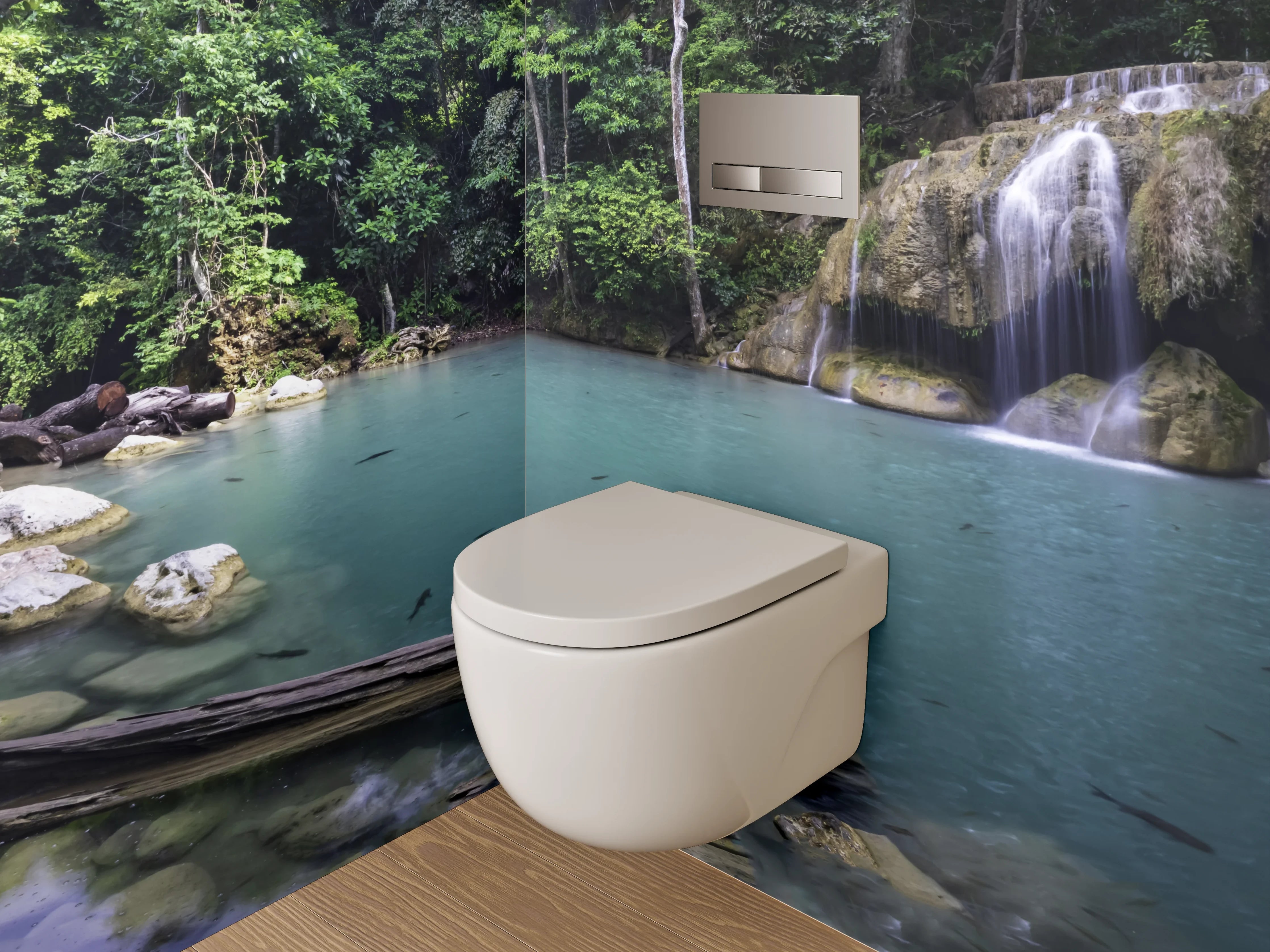 WC-Rückwand - Grauschimmer im weißen Dschungelfall