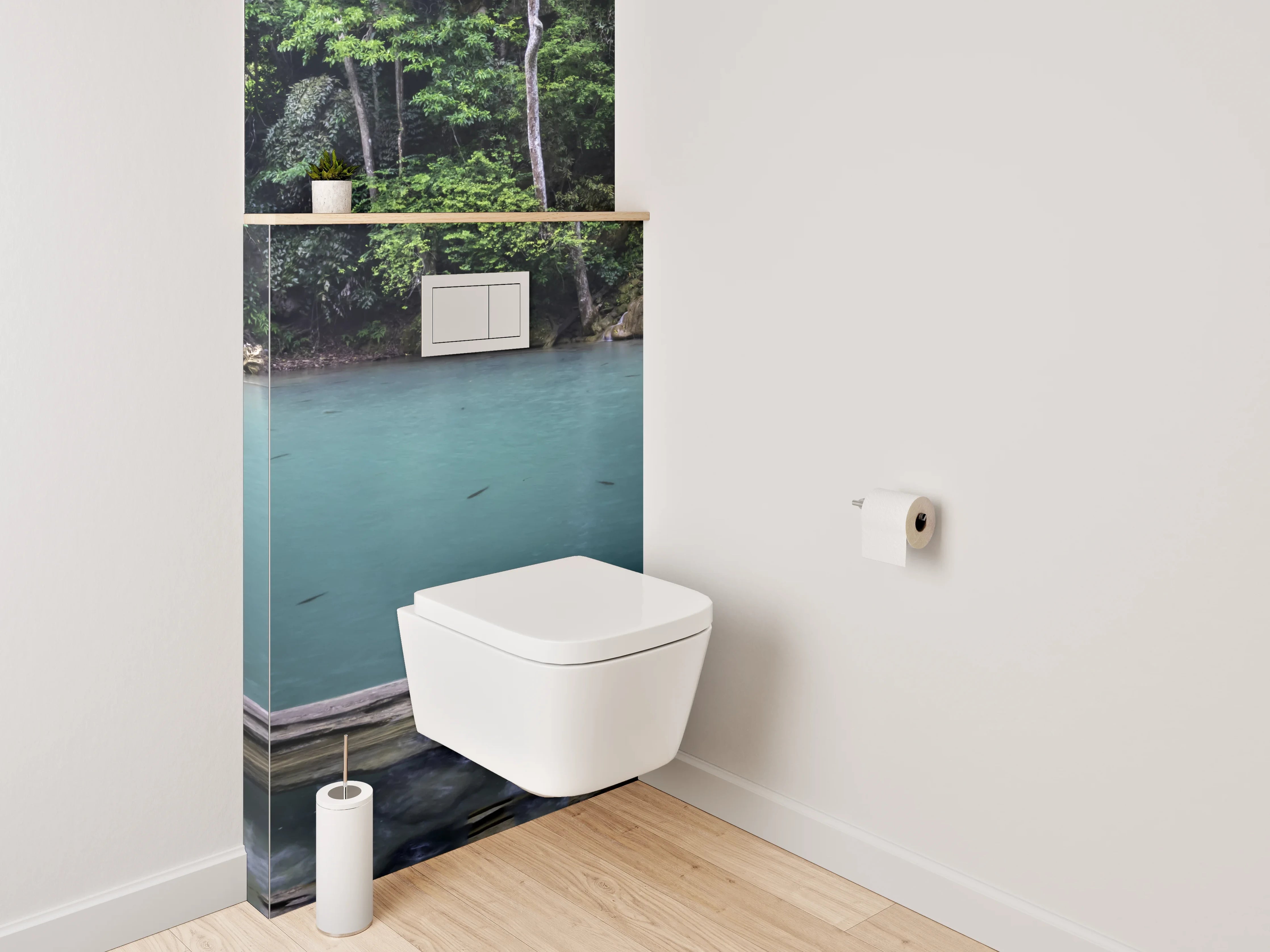 WC-Rückwand - Grauschimmer im weißen Dschungelfall