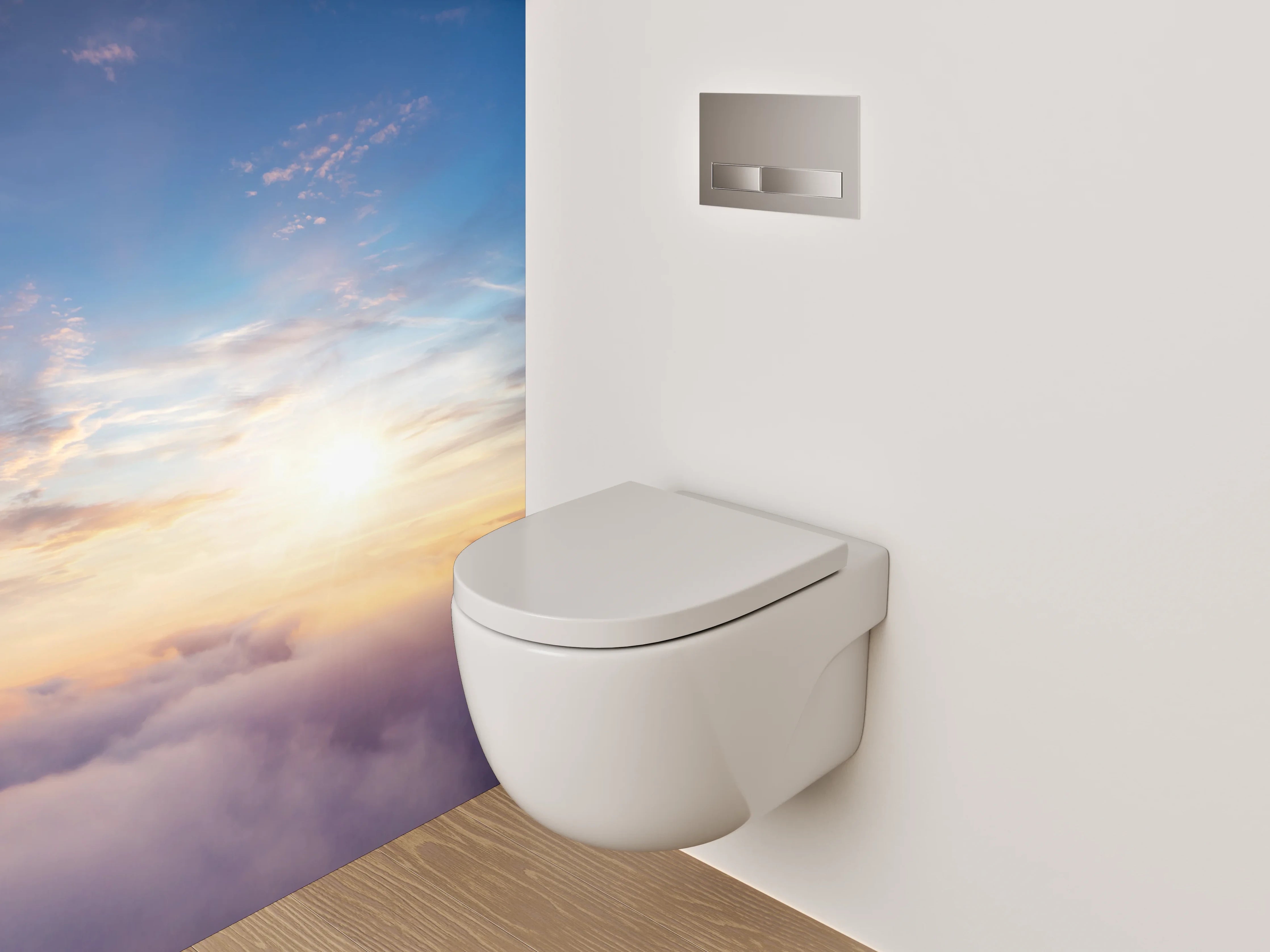WC-Rückwand - Grauschimmer im weißen Wolkenmeer
