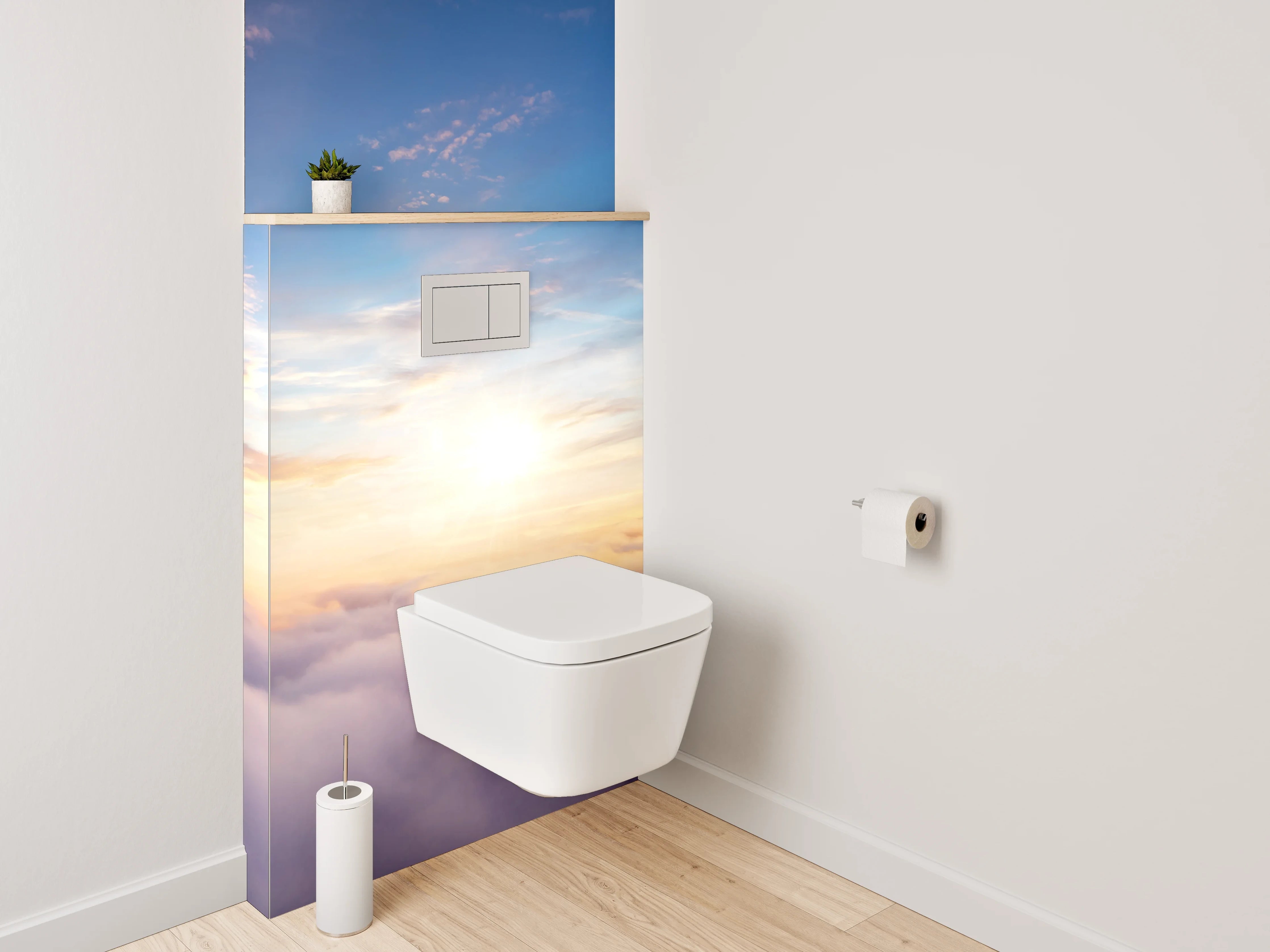 WC-Rückwand - Grauschimmer im weißen Wolkenmeer